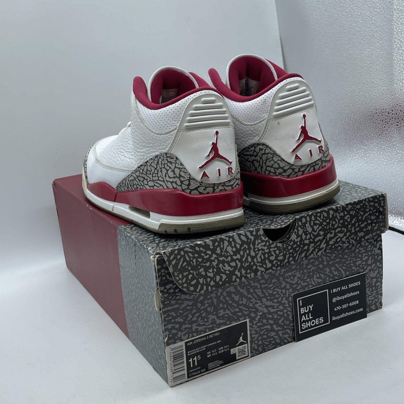 Size 11.5 - Jordan 3 Retro Mid Cardinal Red White Grey Leather (CT8532-126