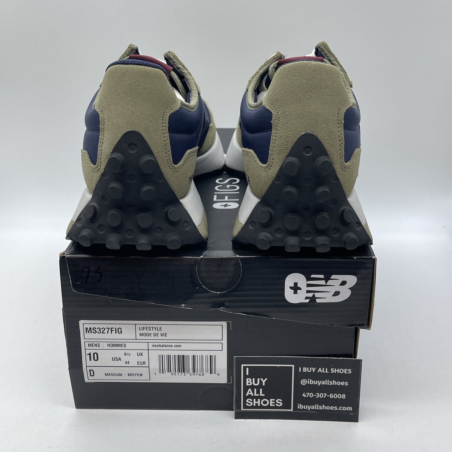 Size 10 - New Balance FIGS x 327 Olive Blue Suede (MS327FIG)