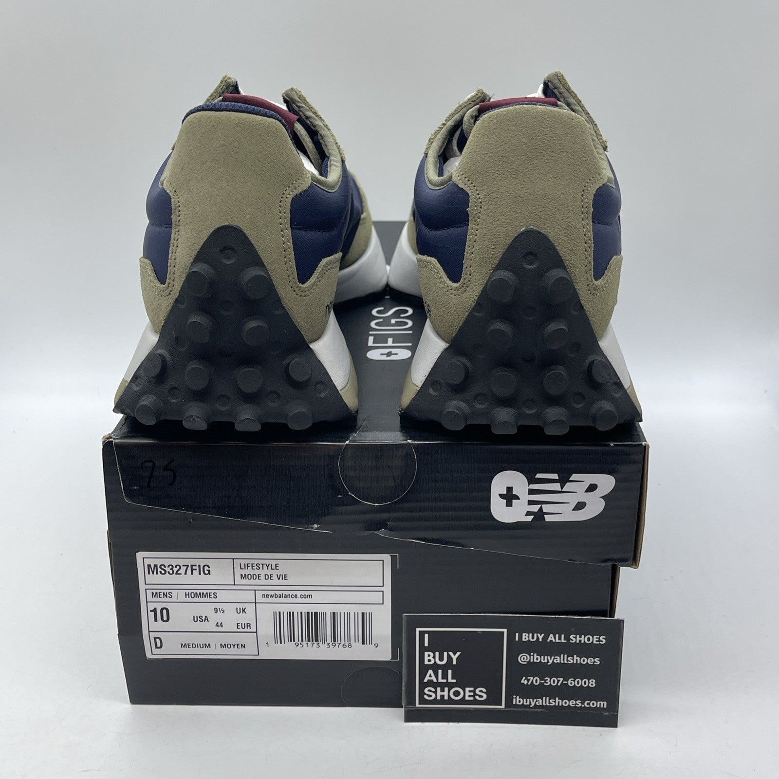 Size 10 - New Balance FIGS x 327 Olive Blue Suede (MS327FIG)