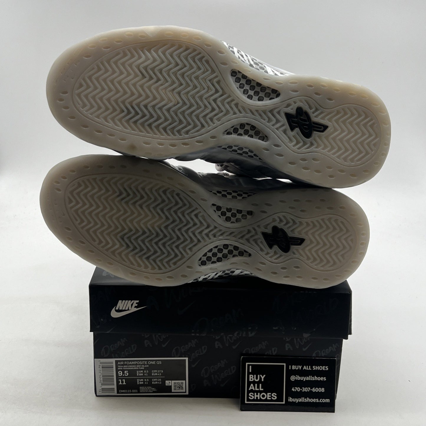 Size 9.5 - Nike Air Foamposite One QS Dream A World - Tech Grey (DM0115-001)
