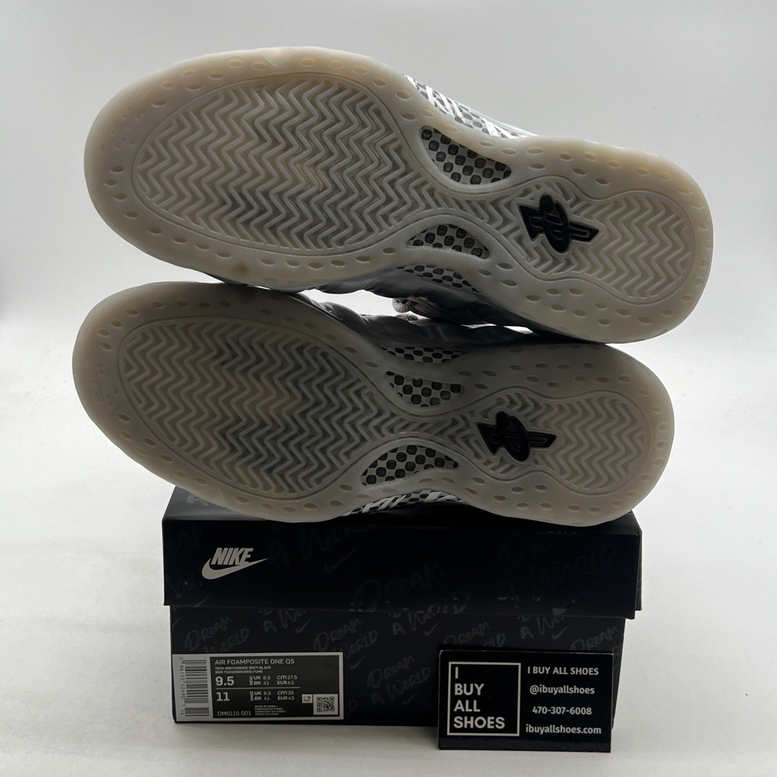 Size 9.5 - Nike Air Foamposite One QS Dream A World - Tech Grey (DM0115-001)