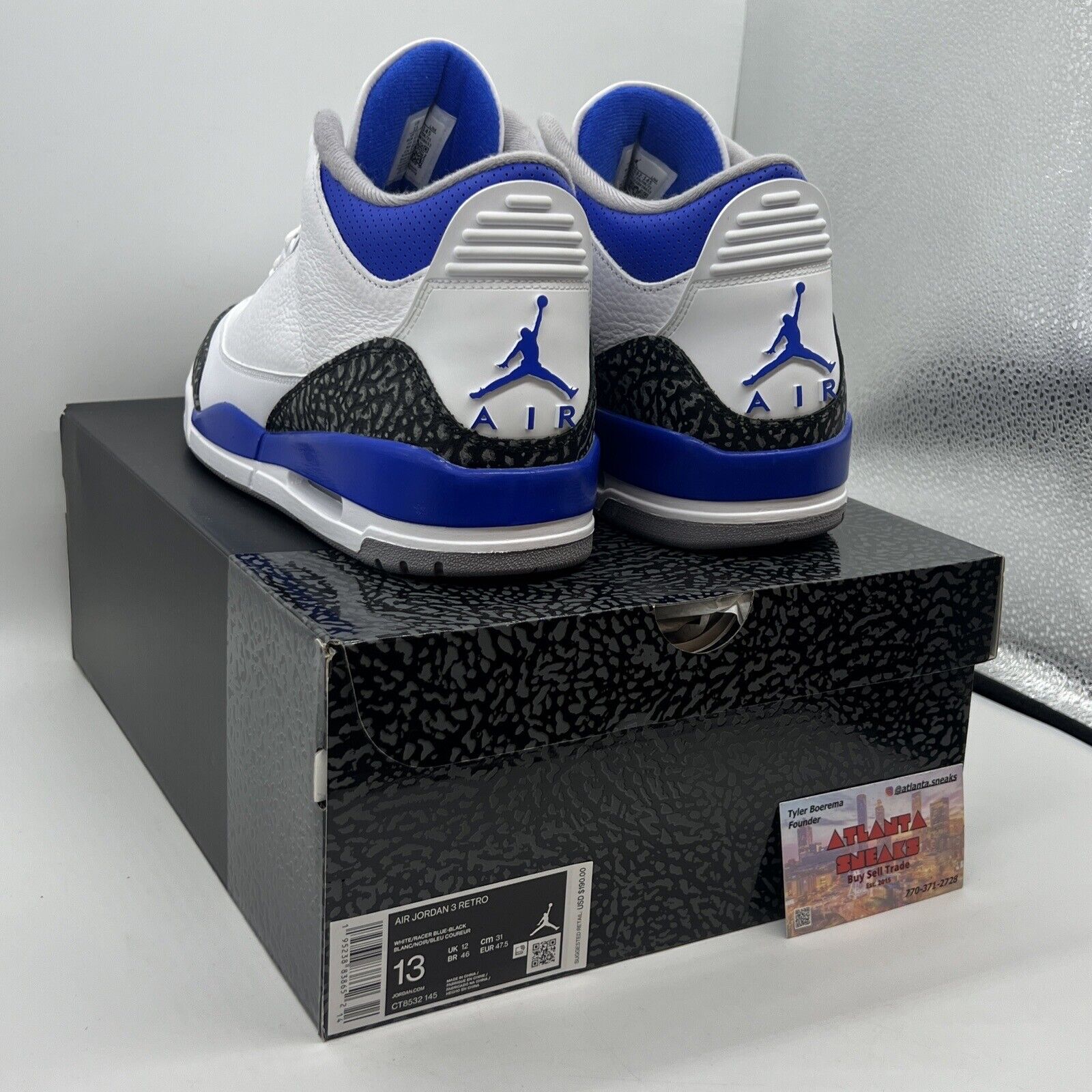 Size 13 - Jordan 3 Retro Mid Racer Blue Brand New Og All White