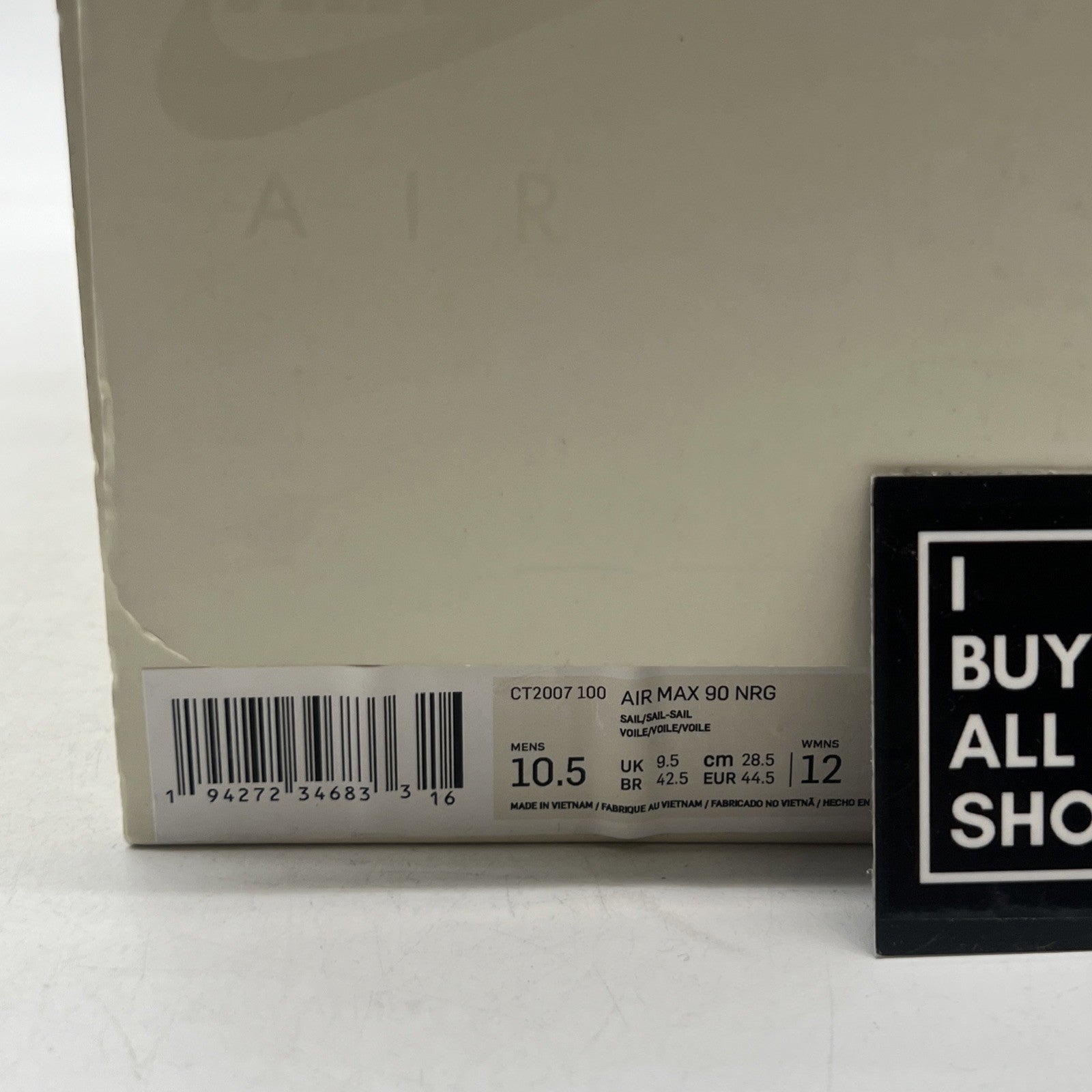Size 10.5 - Nike Air Max 90 NRG Sail (CT2007-100)
