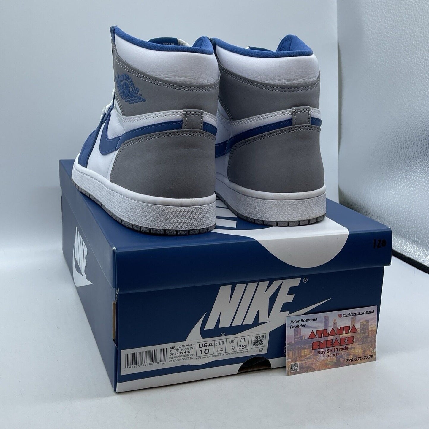 Size 10 - Jordan 1 Retro OG High True Blue White Leather (DZ5485-410)