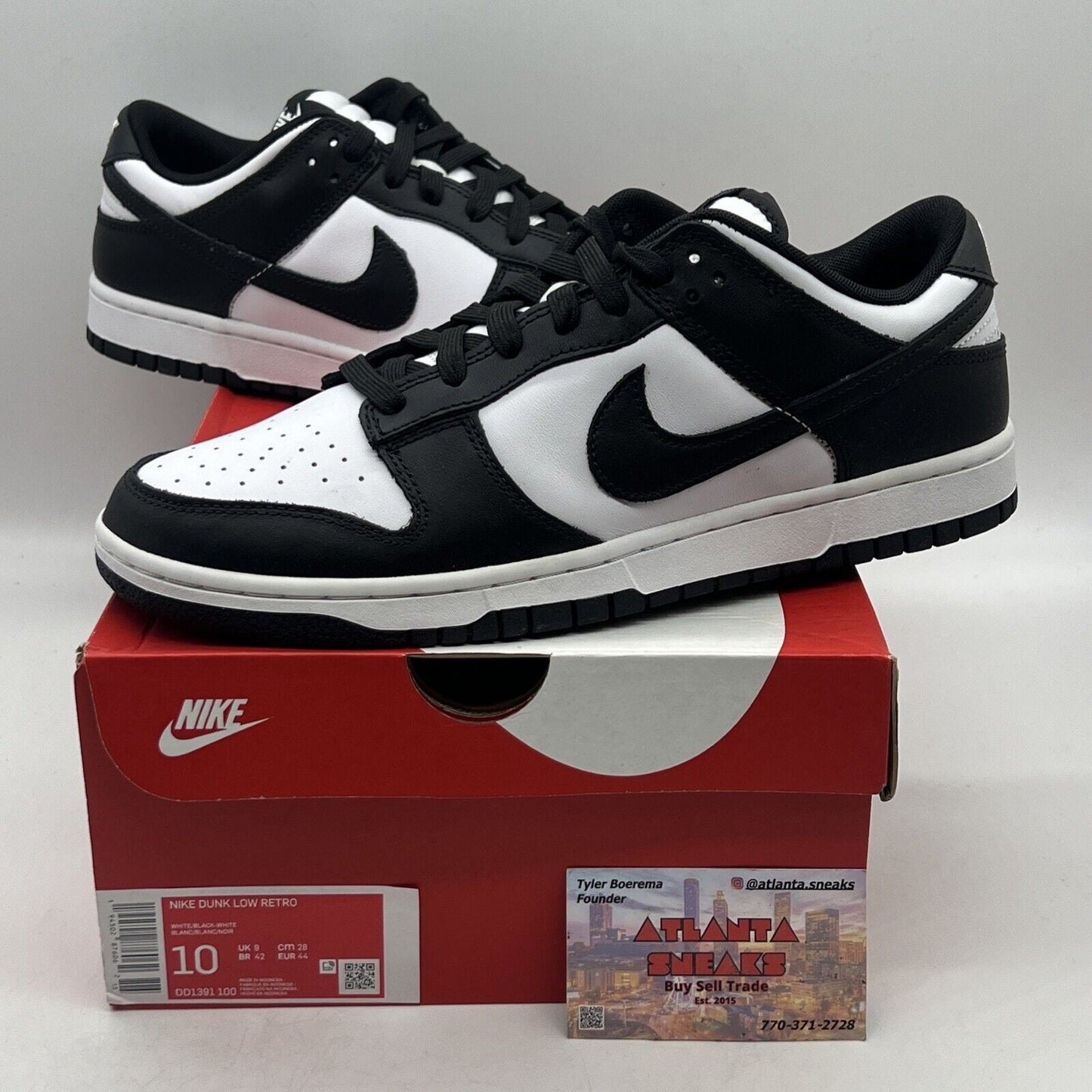 Size 10 - Nike Dunk Low Black White Brand New Og All