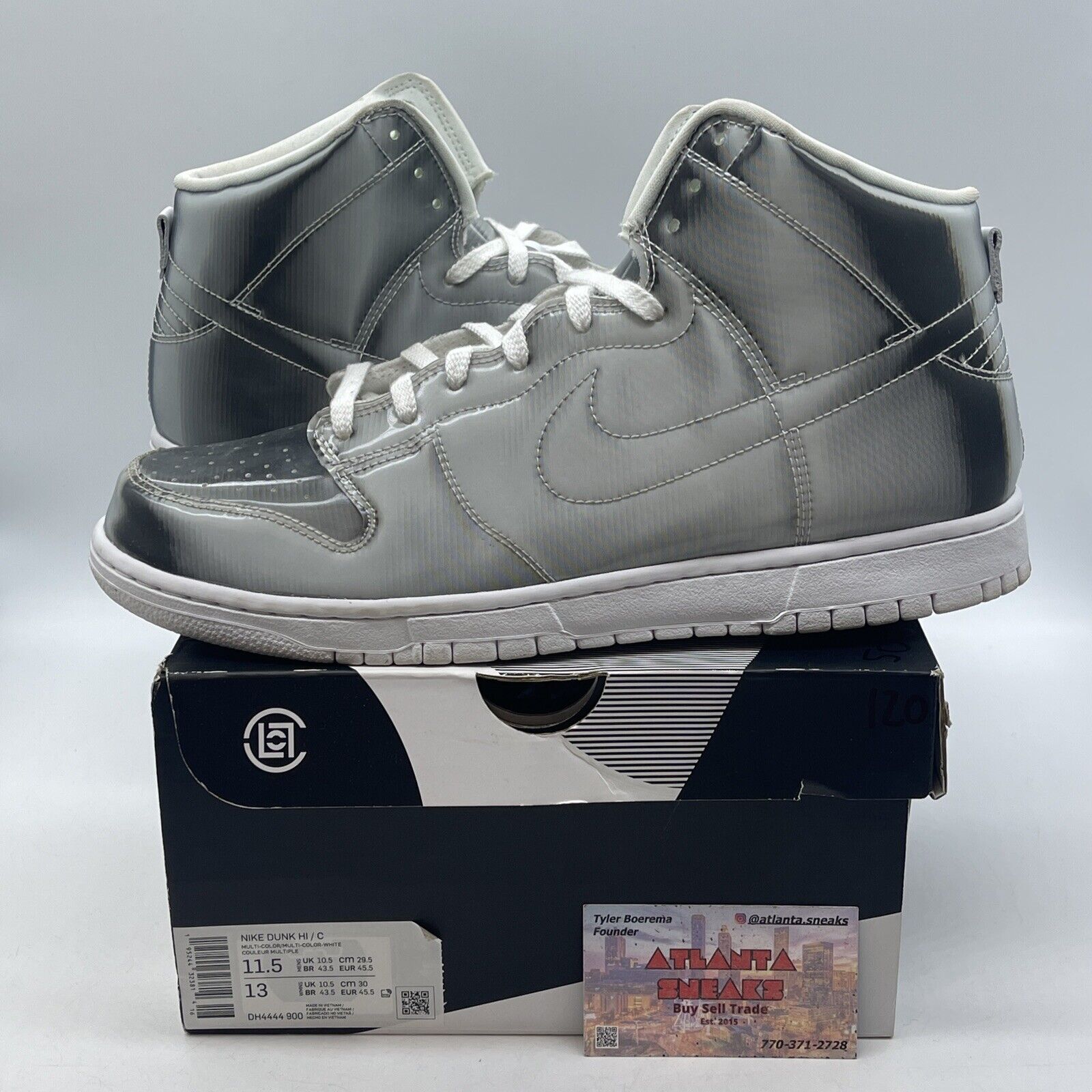 Size 11.5 - Nike CLOT x Dunk High Flux Silver Suede White (DH4444-900)