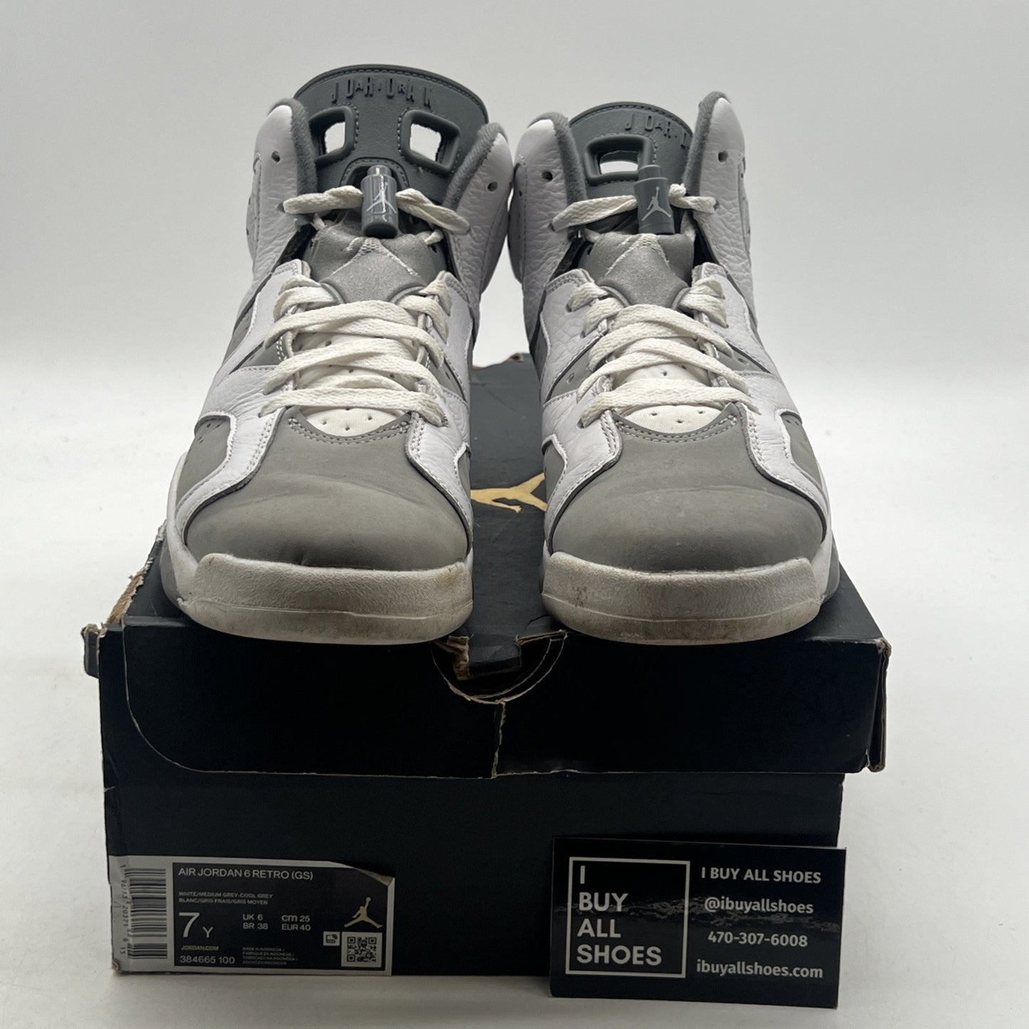 Size 7Y - Air Jordan Air 6 Retro Mid Cool Grey - (384665-100)