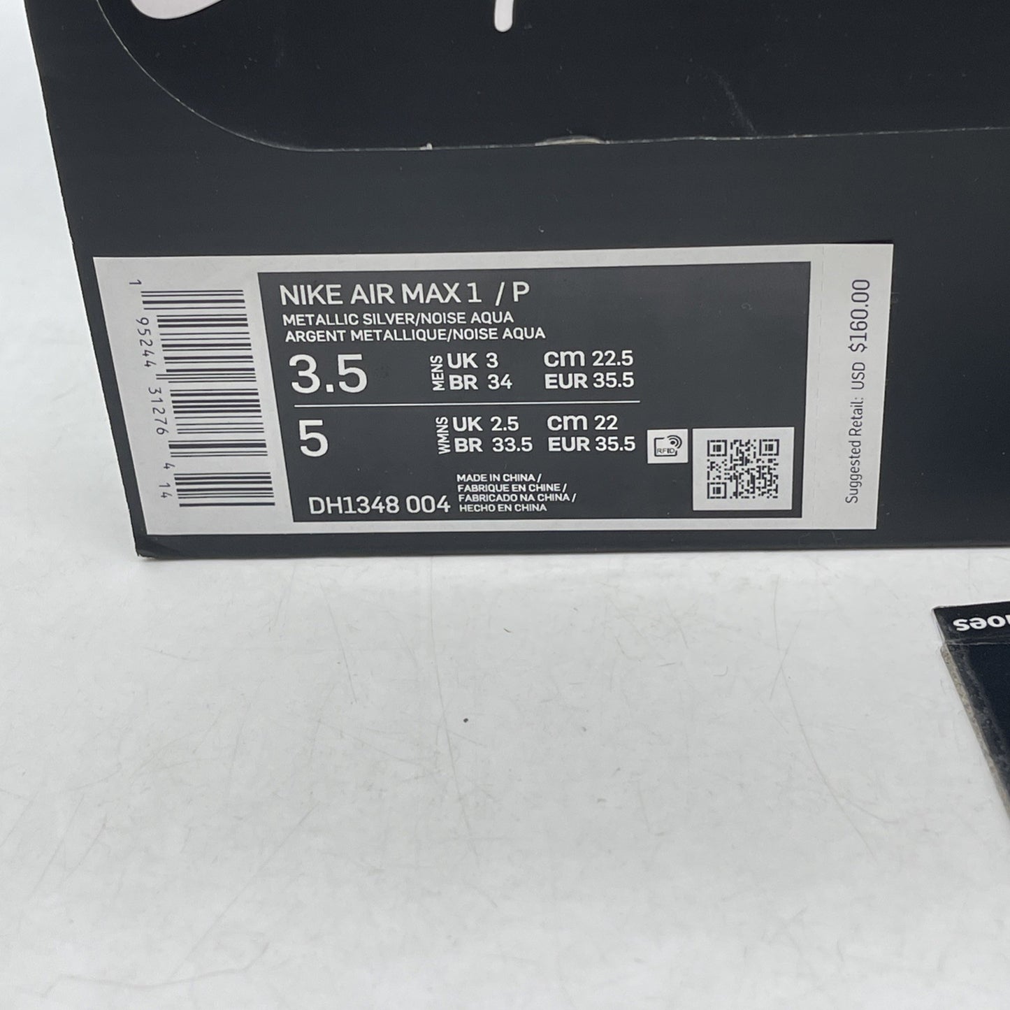 Size 3.5 - Nike Air Max 1 Patta Waves Noise Aqua (DH1348-004)