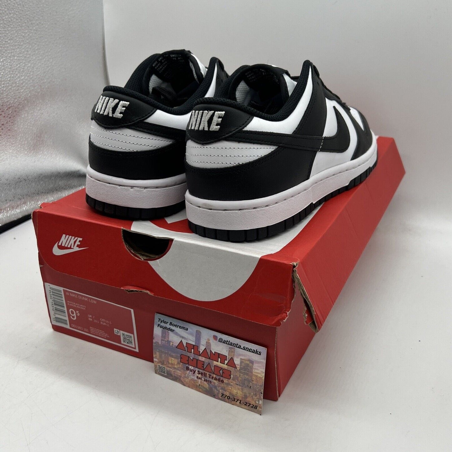 Size 9.5 - Nike Dunk Low Black White W Brand New Og All