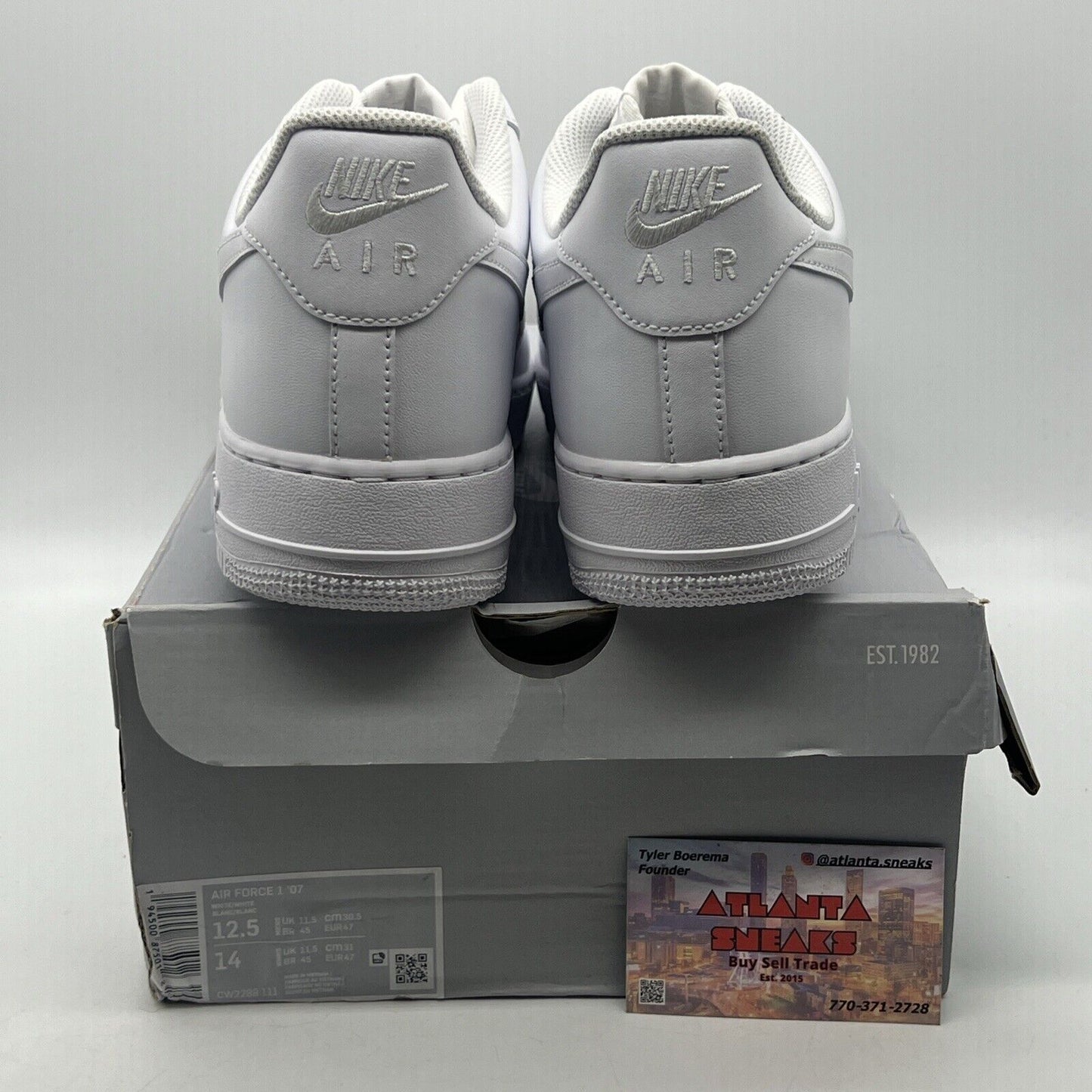 Size 12.5 - Nike Air Force 1 '07 Low Triple White Leather (CW2288-111)