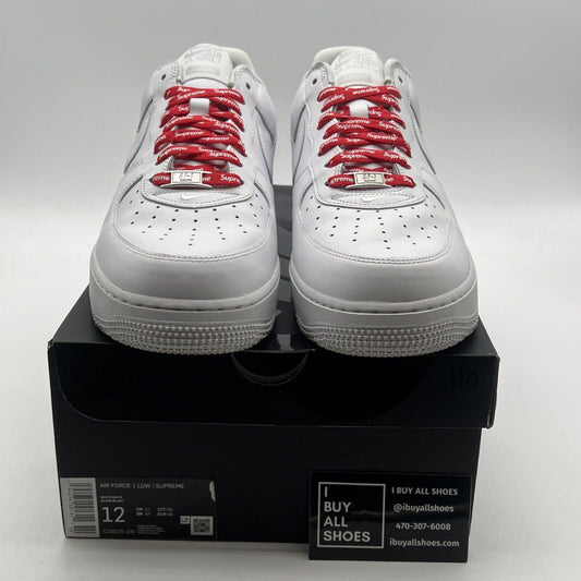 Size 12 - Nike Air Force 1 x Supreme Low Box Logo - White (CU9225-100)