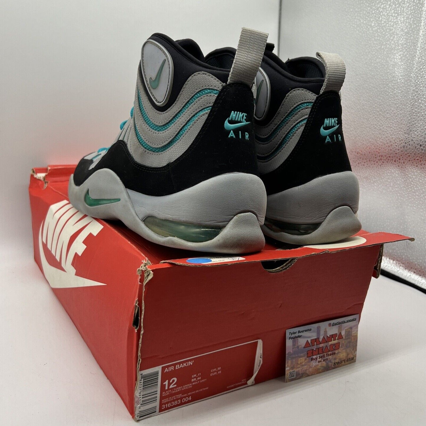 Size 12 - Nike Air Bakin Gray - 316383-004 Grey Black Aqua (316383-004)