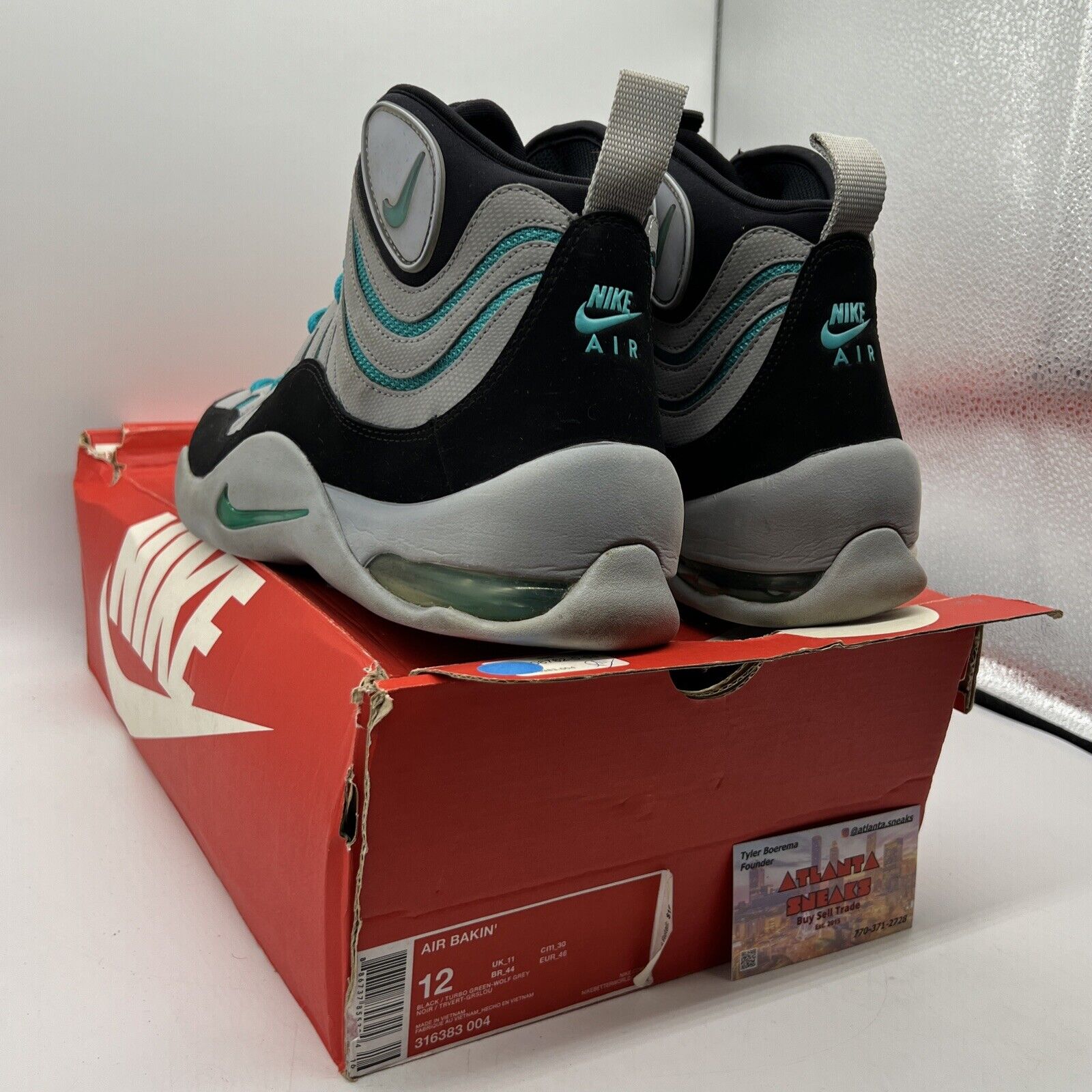 Size 12 - Nike Air Bakin Gray - 316383-004 Grey Black Aqua (316383-004)