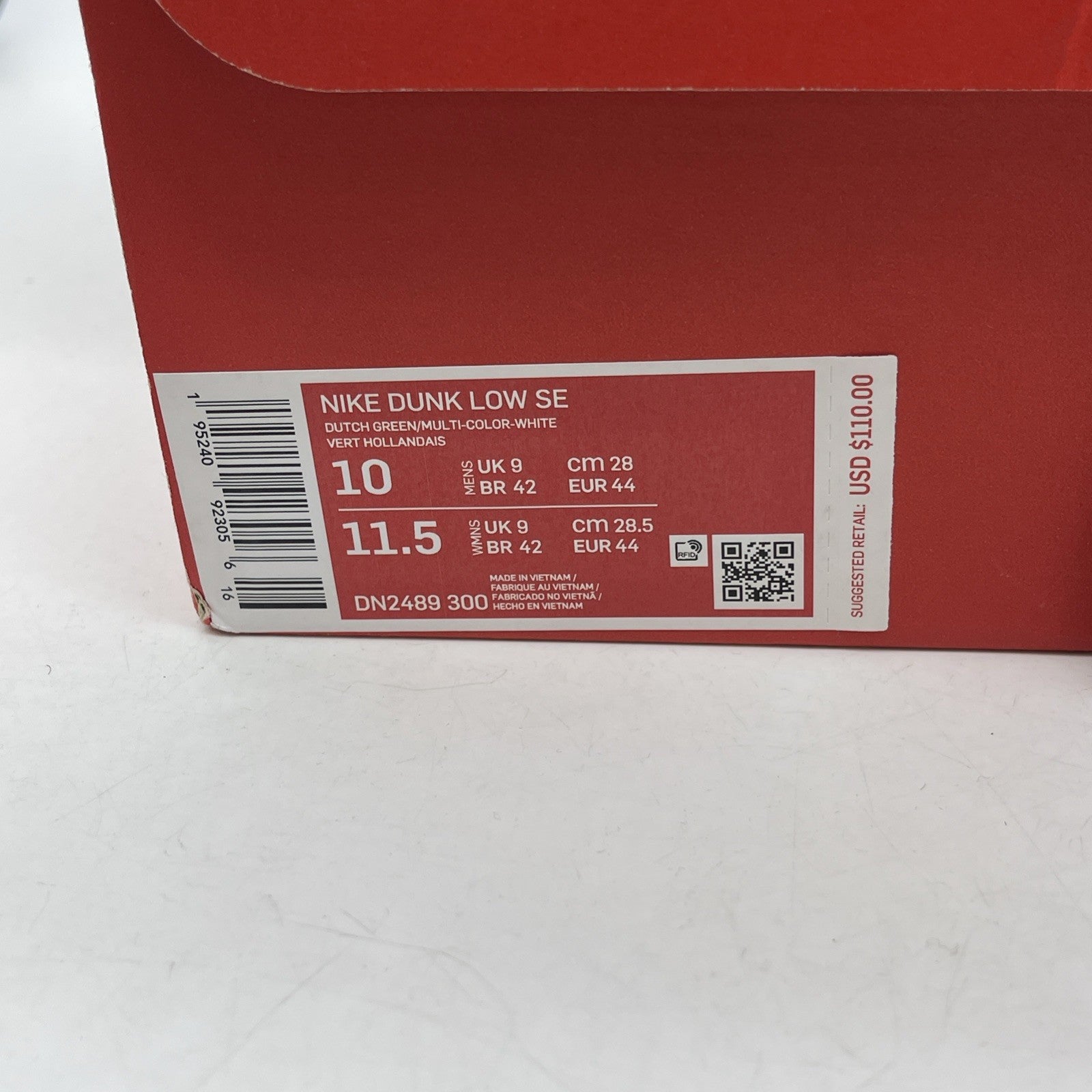 Size 10 - Nike Dunk Low NY vs. NY White Green Orange Leather (DN2489-300)
