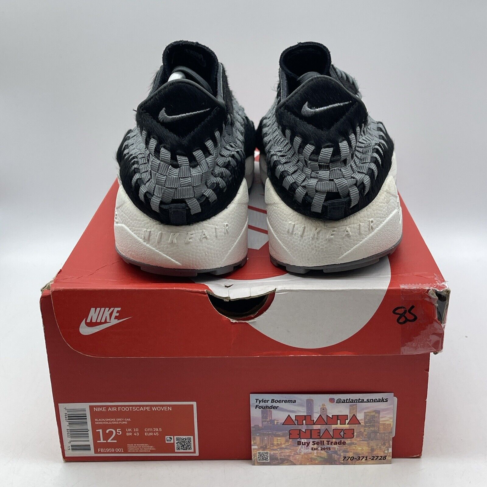 Size 12.5W - Nike Air Footscape Woven Black Smoke Grey Suede (FB1959-001)