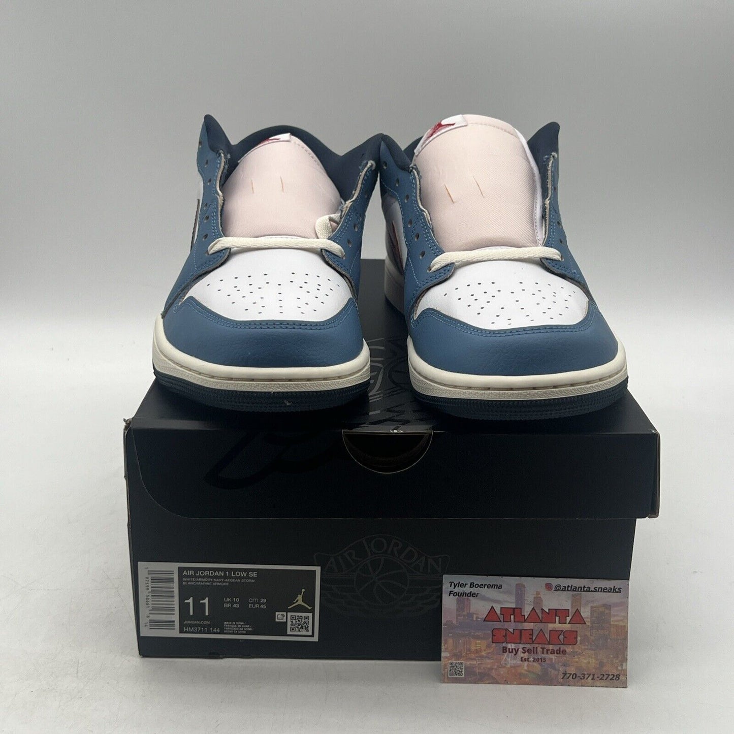 Size 11 - Nike Air Jordan 1 Low SE Shoes White Armory Navy (HM3711-144)