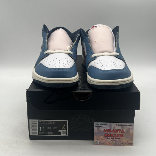 Size 11 - Nike Air Jordan 1 Low SE Shoes White Armory Navy (HM3711-144)