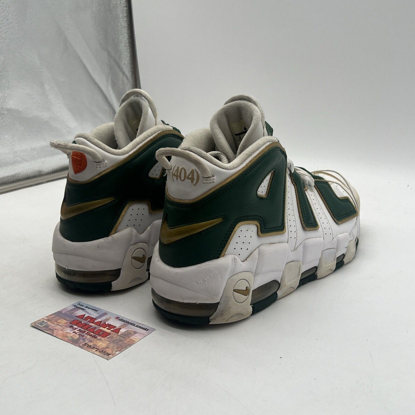 Size 10 - Nike Air More Uptempo QS Atlanta Green Gold White Leather (AJ3139-100)