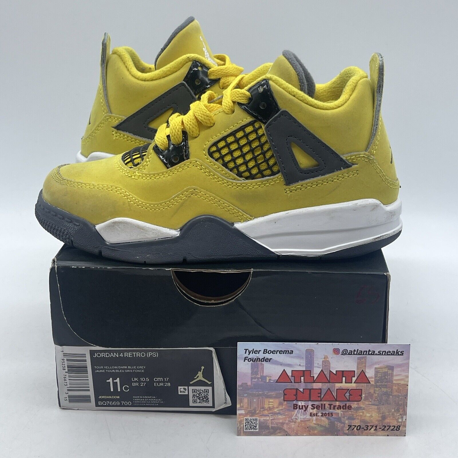 Size 11 (PS) - Jordan 4 Retro 2021 Mid Lightning White Suede (BQ7669-700)