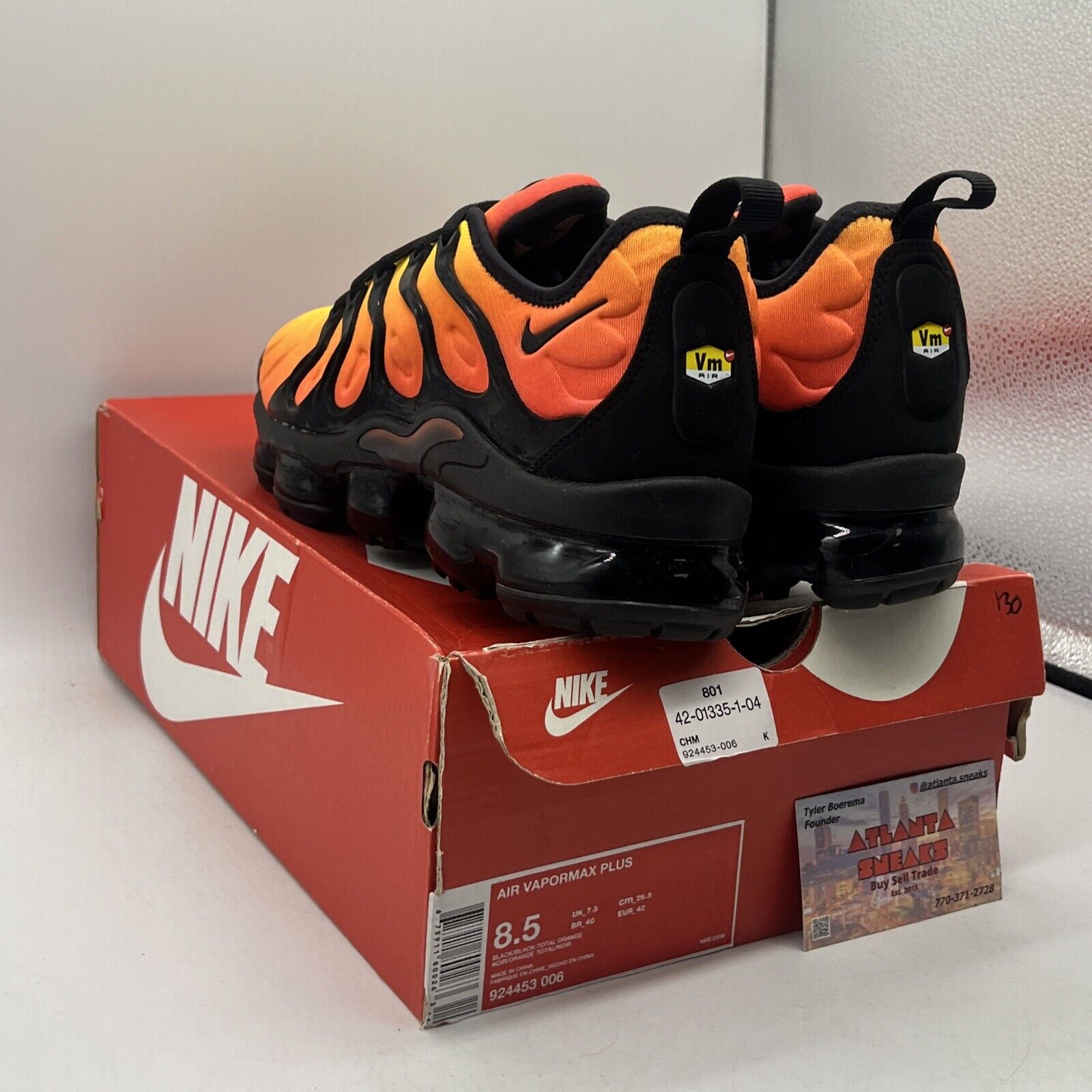 Size 8.5 - Nike Air VaporMax Plus Sunset Orange Yellow Black (924453-006)