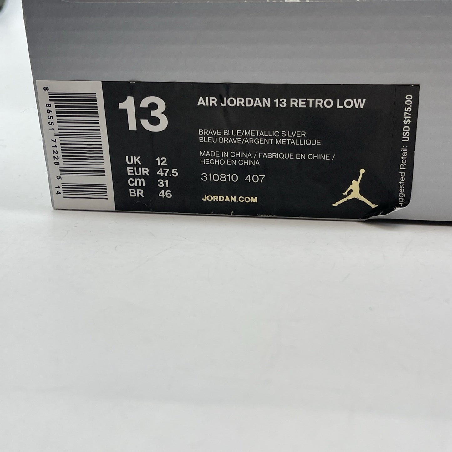Size 13 - Air Jordan 13 Retro 2017 Low Brave Blue Black Suede (310810-407)