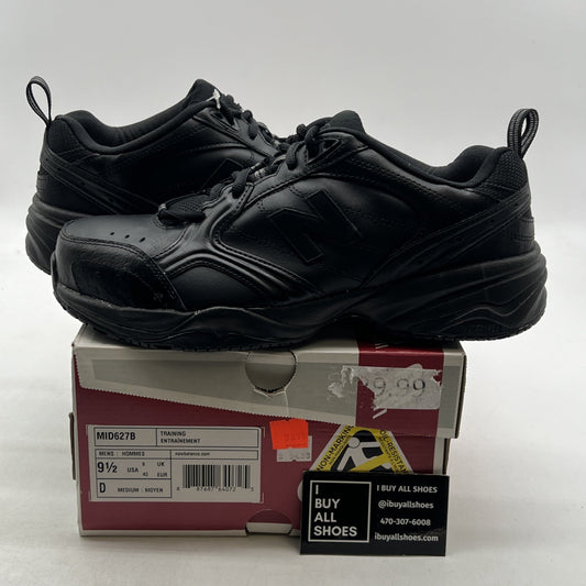 Size 9.5 - New Balance Steel Toe 627 Leather Triple Black (MID627B)