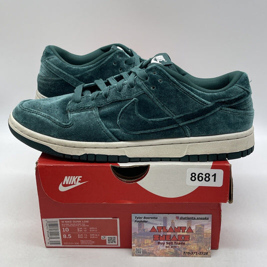 Size 10W - Nike Dunk Low Green Velvet White Suede (DZ5224-300)