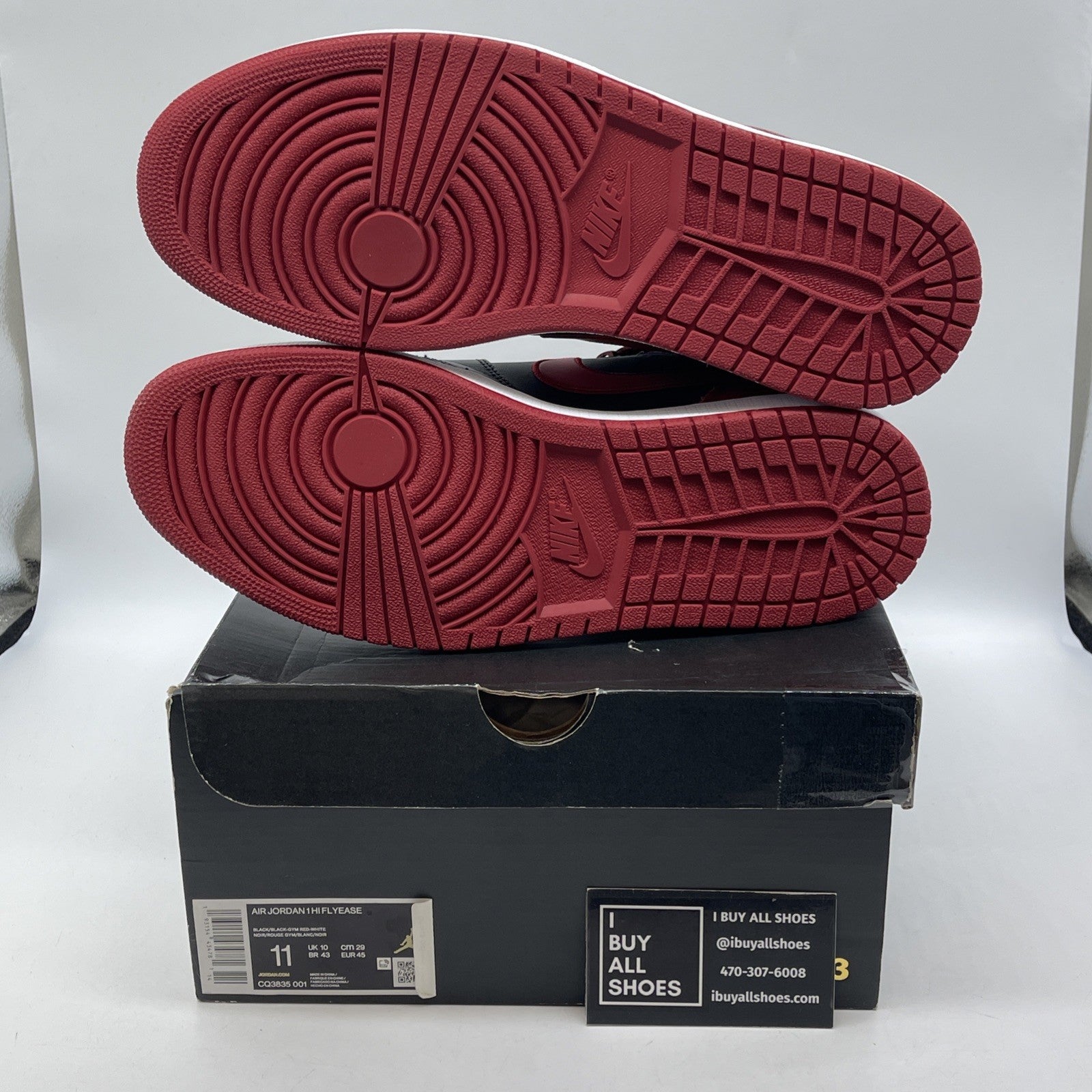Size 11 - Air Jordan 1 FlyEase High Black Toe White Leather (CQ3835-001)