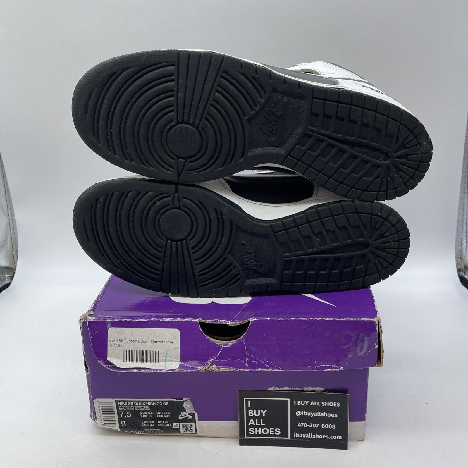 Size 7.5 - Nike Supreme x Dunk SB High By Any Means - Stormtrooper (DN3741-002)