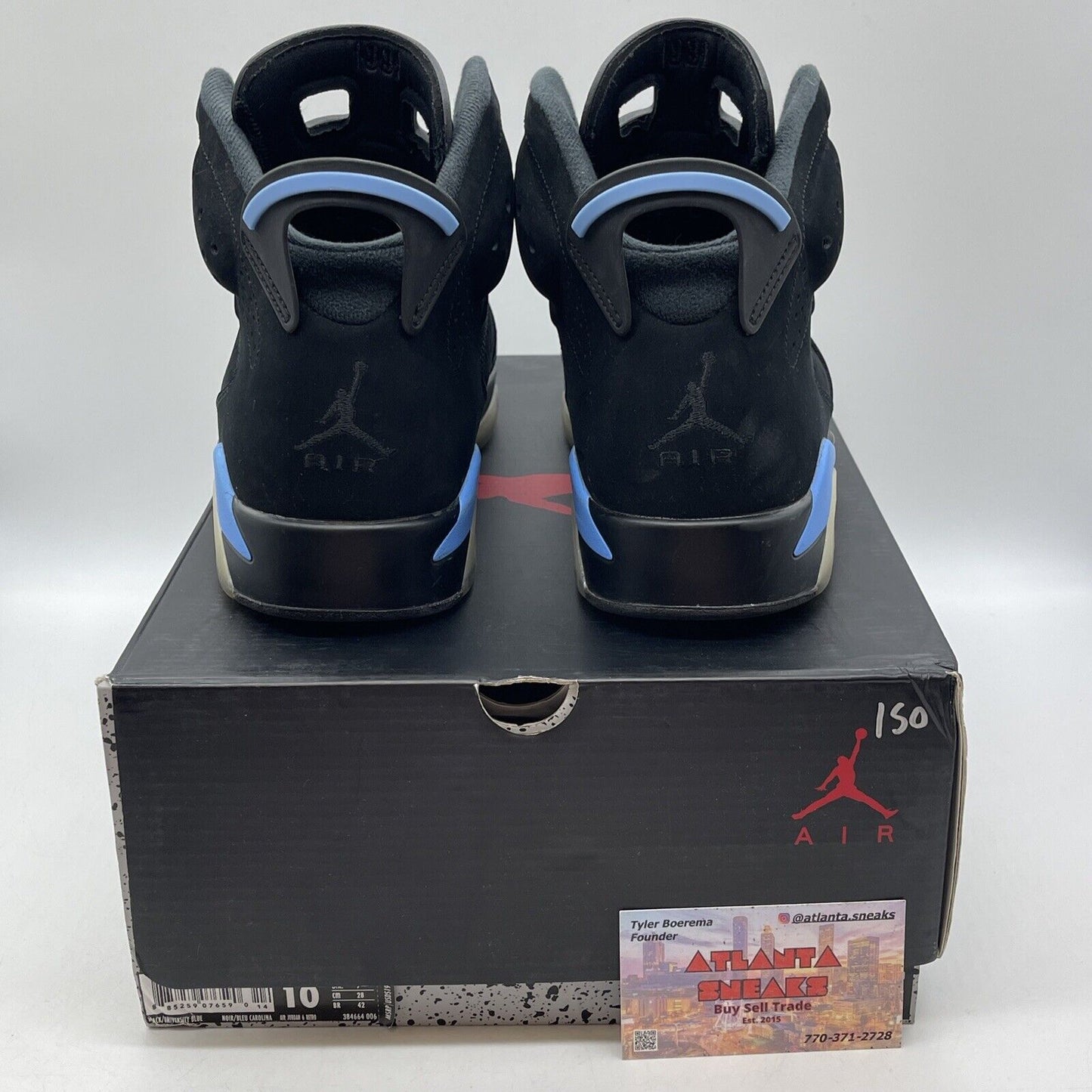 Size 10 - Air Jordan 6 Retro UNC Black Blue White Suede (384664-006)