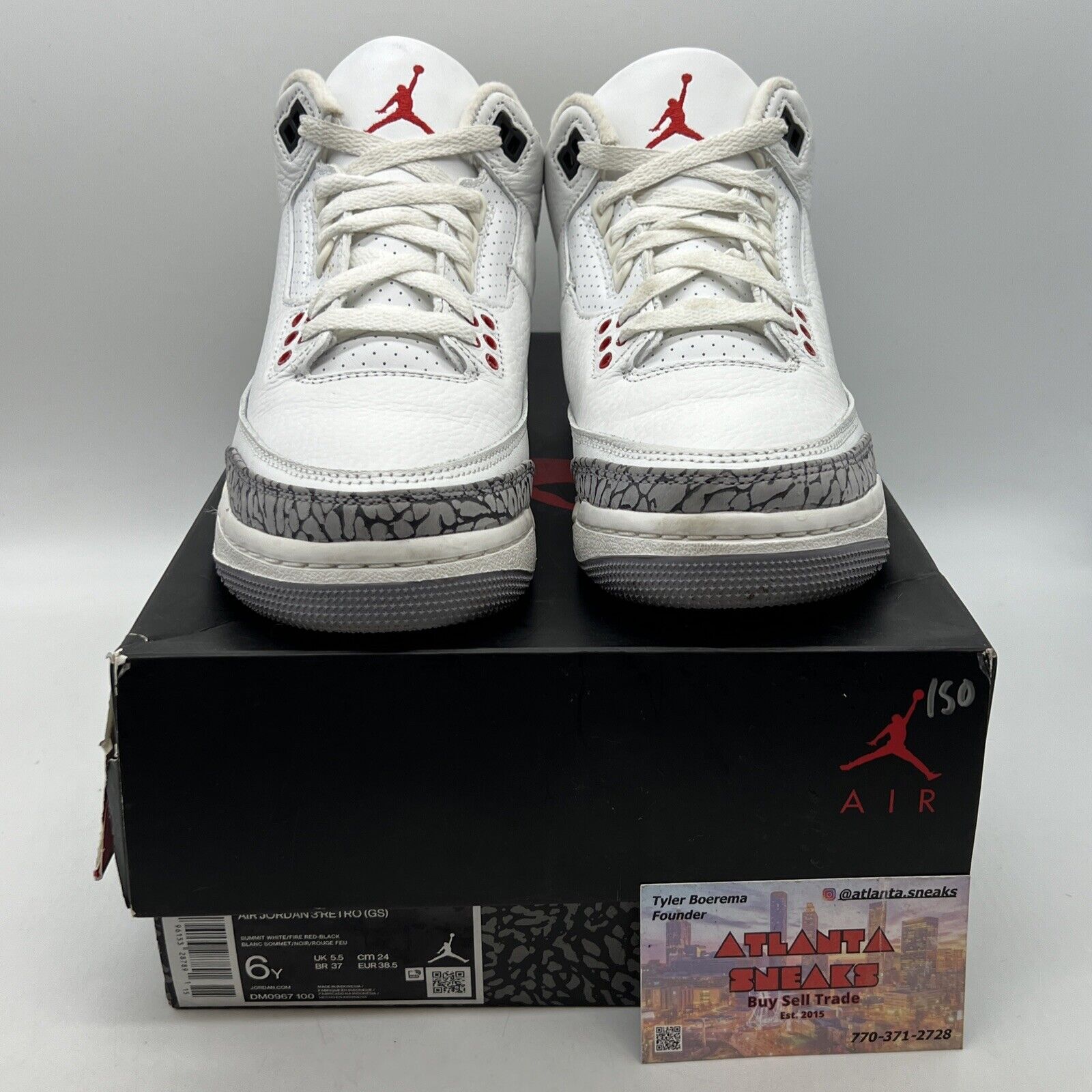 Size 6 - Jordan 3 Retro Mid White Cement Reimagined Black Grey (DM0967-100)