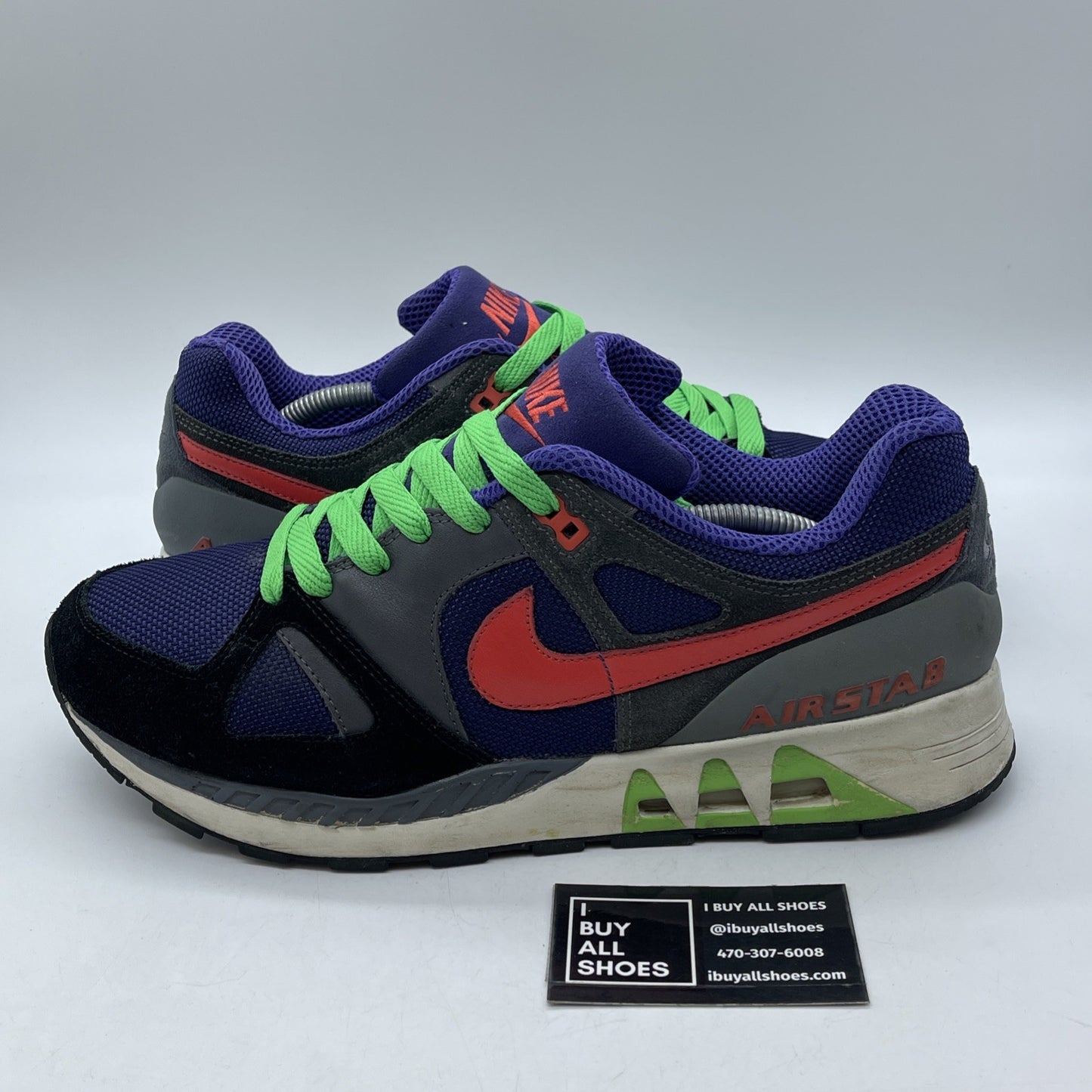 Size 13 - Nike Air Stab Premium Purple Black Grey Suede Leather (313717-581)