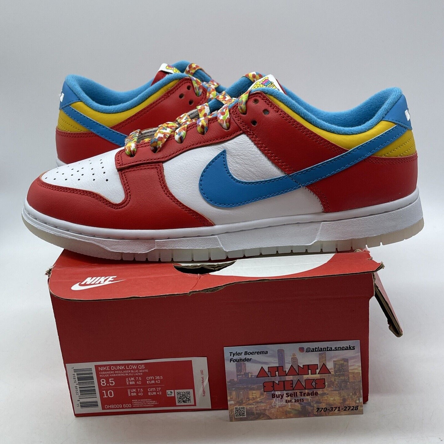 Size 8.5 - Nike Dunk Low x LeBron James x Fruity Pebbles Red (DH8009-600)