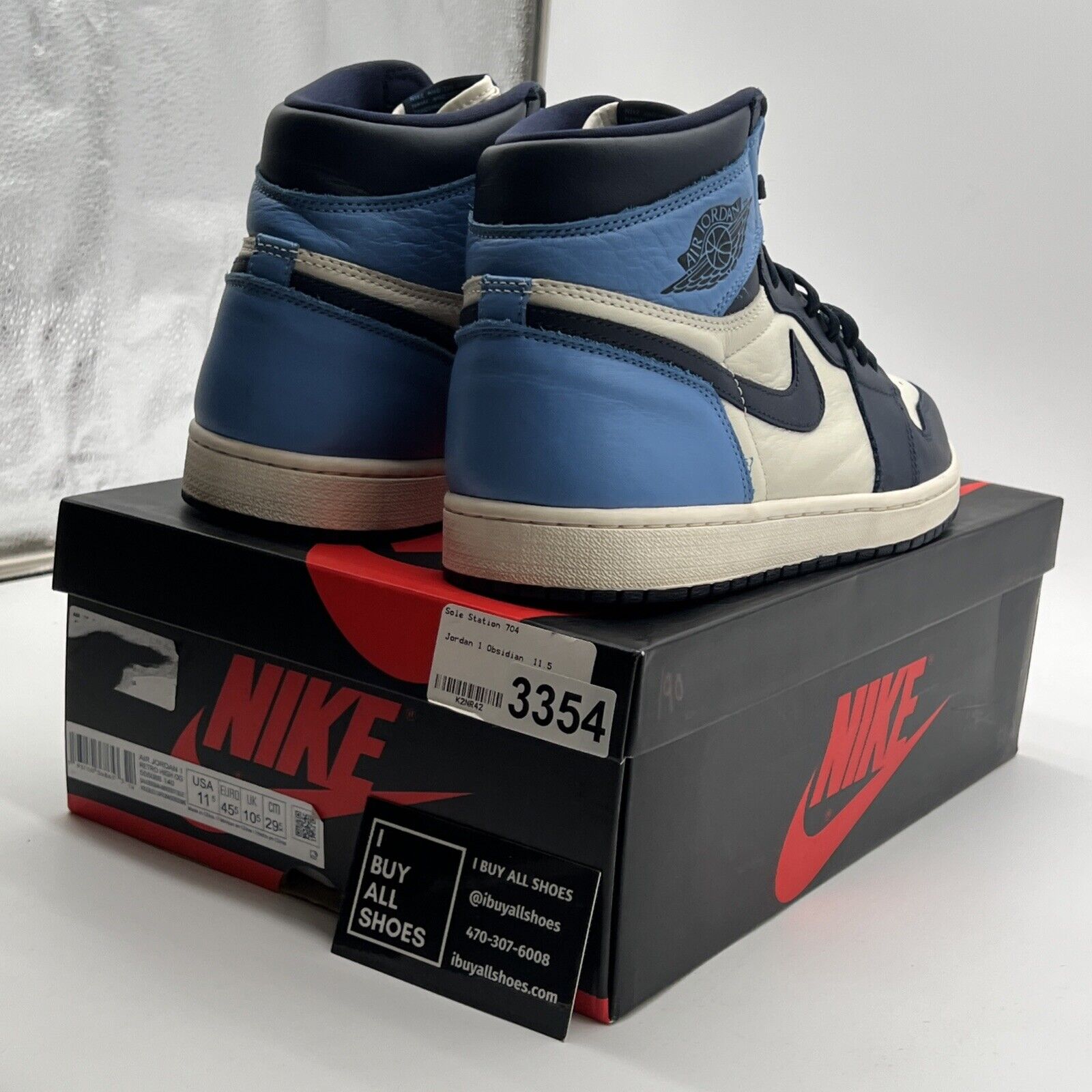 Size 11.5 - Air Jordan 1 Retro OG High Obsidian UNC 2019 (555088-140)