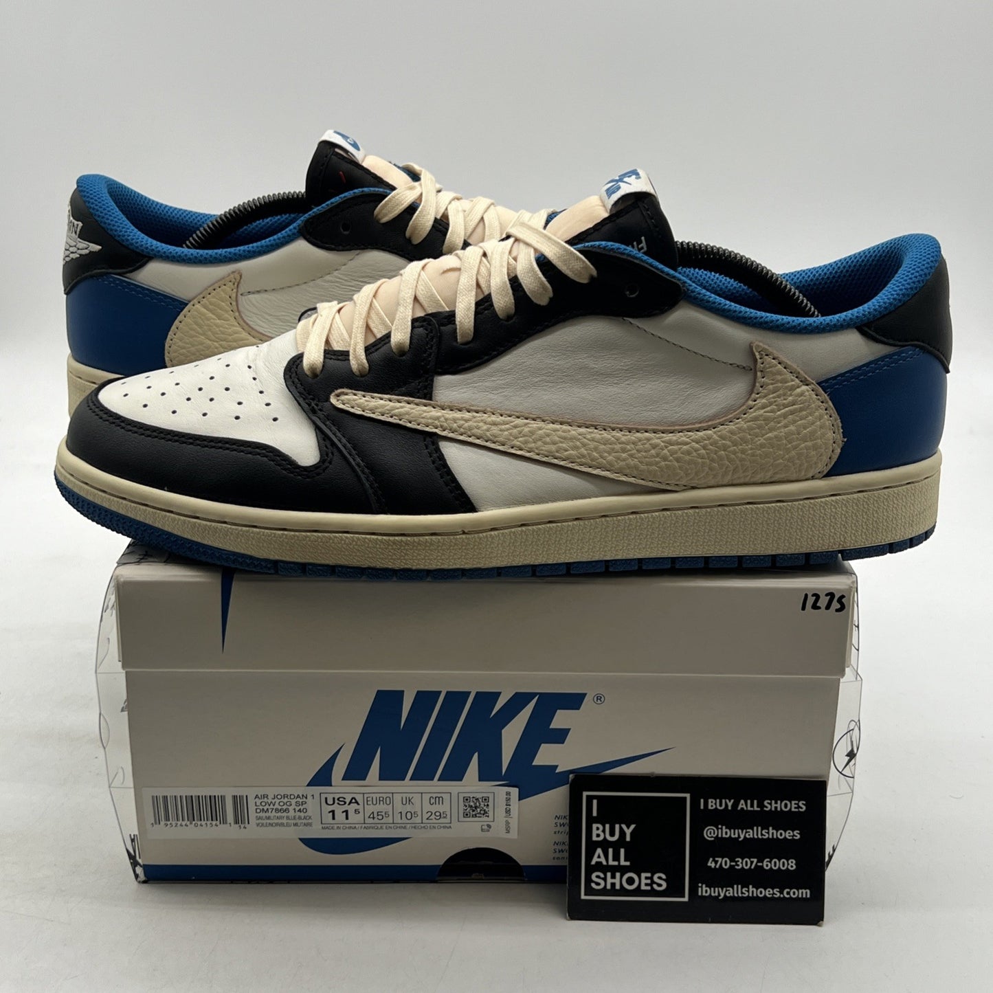 Size 11.5 - Jordan 1 Retro x Fragment DesignXTravis Scott Low Blue (DM7866-140)