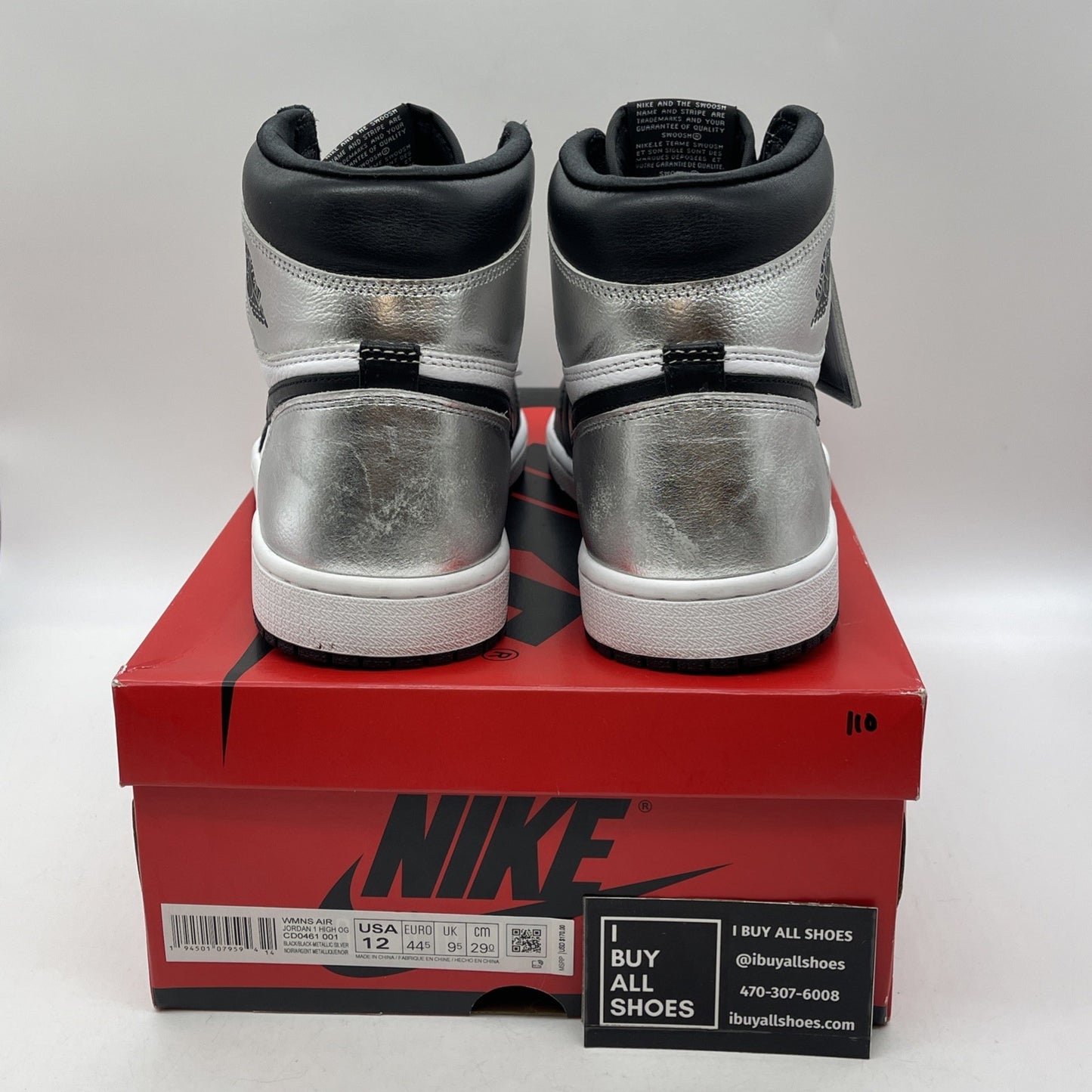 Size 12 - Air Jordan 1 High OG Metallic Silver White Leather (CD0461-001)