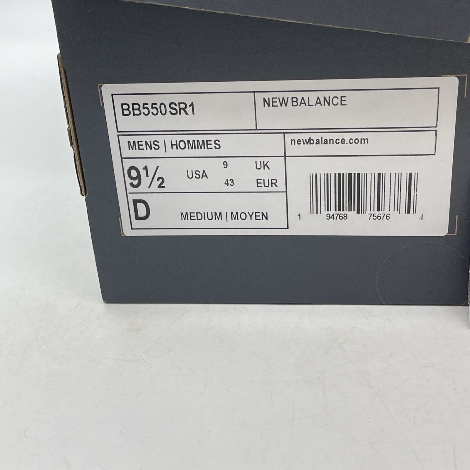 Size 9.5 - New Balance 550 Grey Black White Leather (BB550SR1)