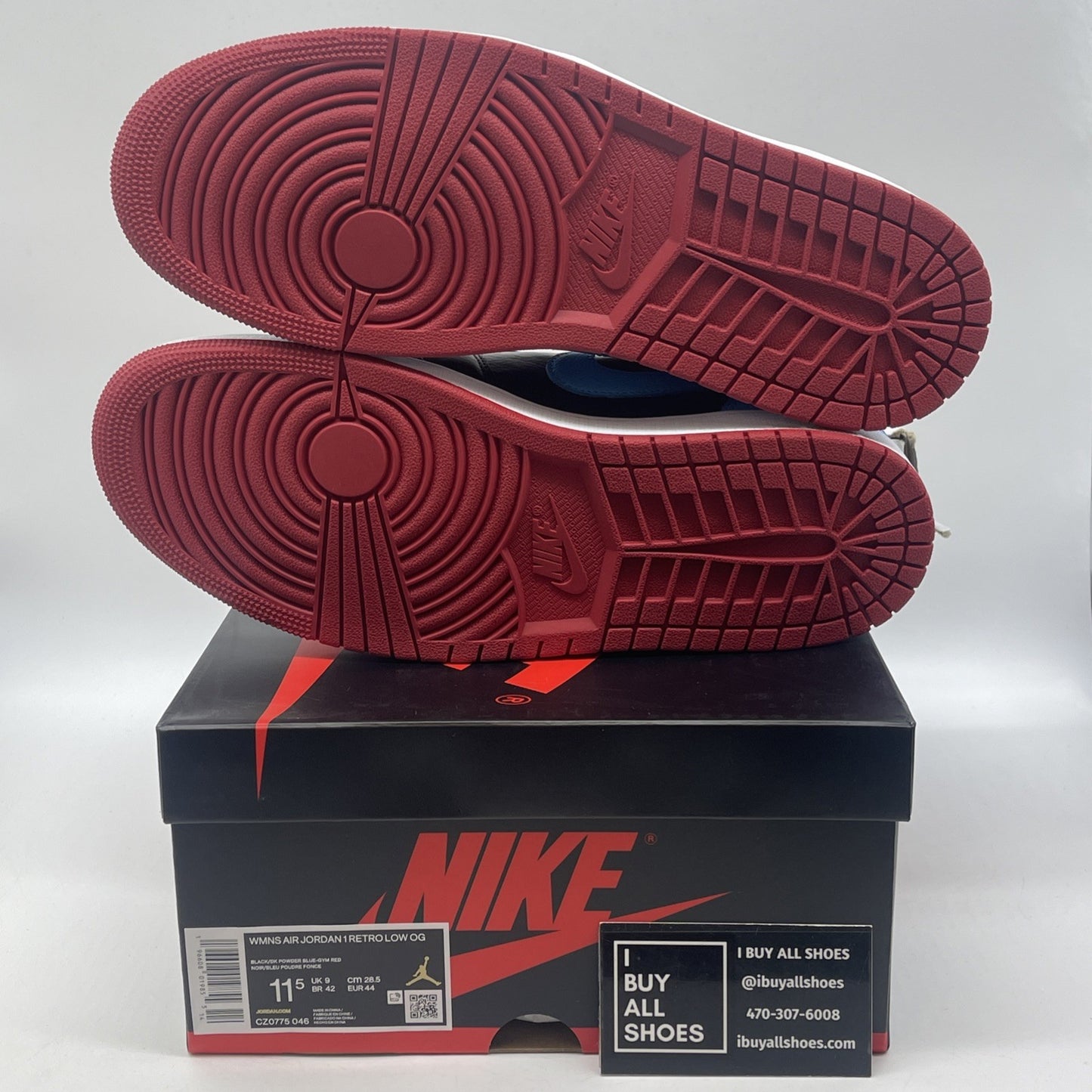 Size 11.5W - Air Jordan 1 Retro OG Low NC to Chi Black Red Blue (CZ0775-046)