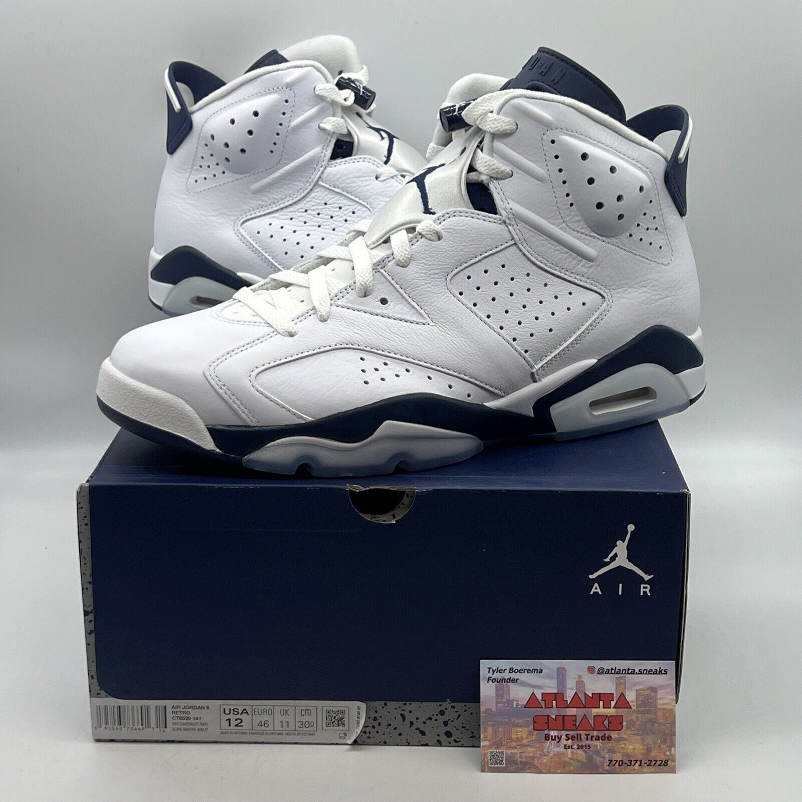 Size 12 - Jordan 6 Retro Midnight Navy Brand New Og All White