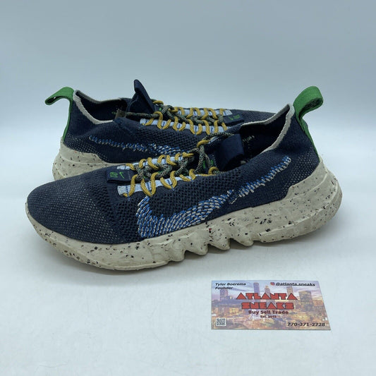 Size 8.5 - Nike Space Hippie 01 Obsidian Blue White Green Suede (DJ3056-400)