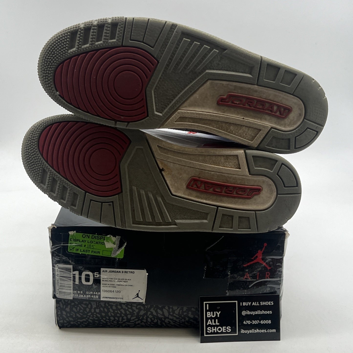 Size 10.5 - Air Jordan 3 Retro 2013 Fire Red (136064-120)