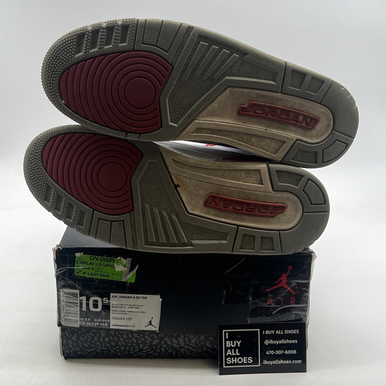 Size 10.5 - Air Jordan 3 Retro 2013 Fire Red (136064-120)