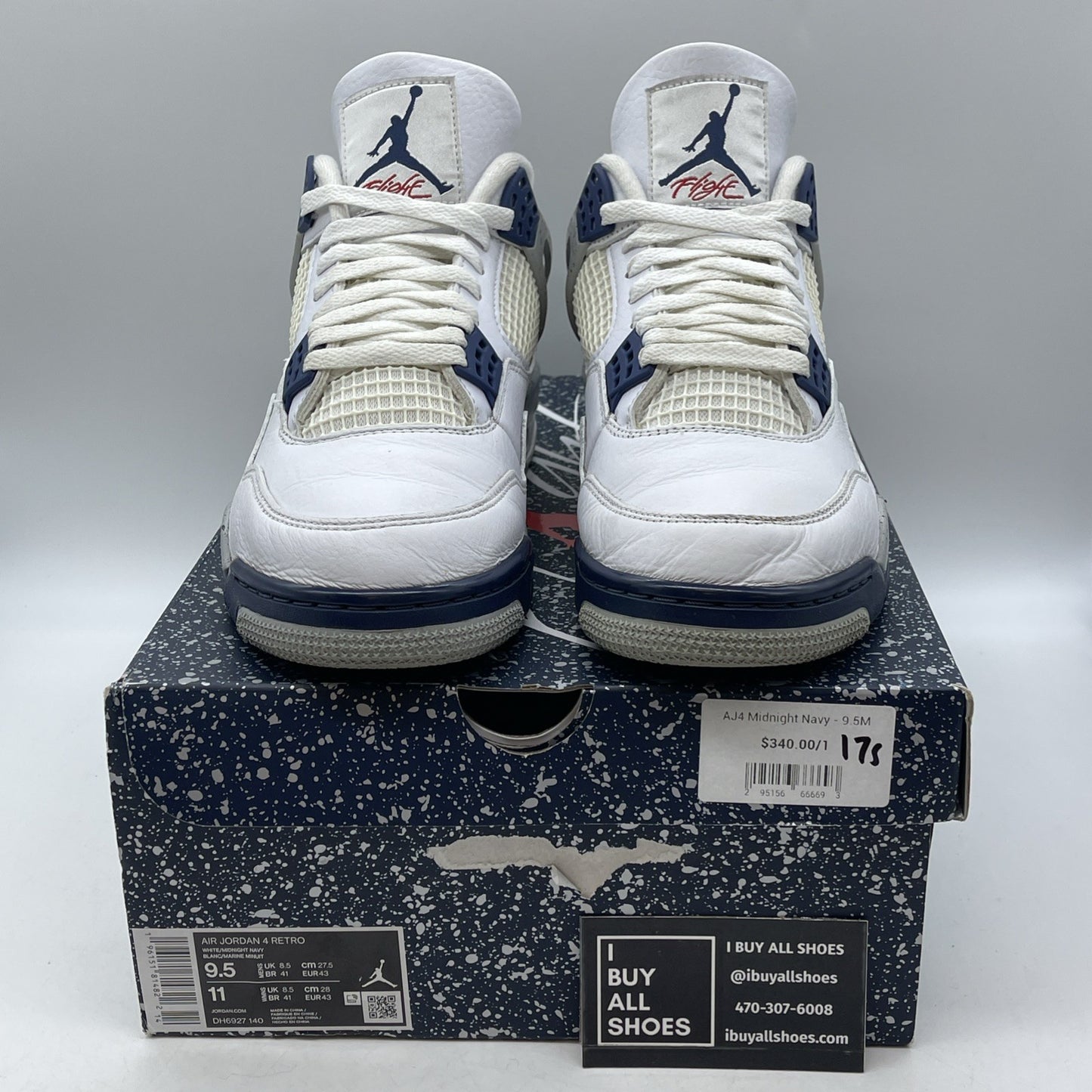 Size 9.5 - Jordan 4 Retro Mid Midnight Navy White Grey Leather (DH6927-140)