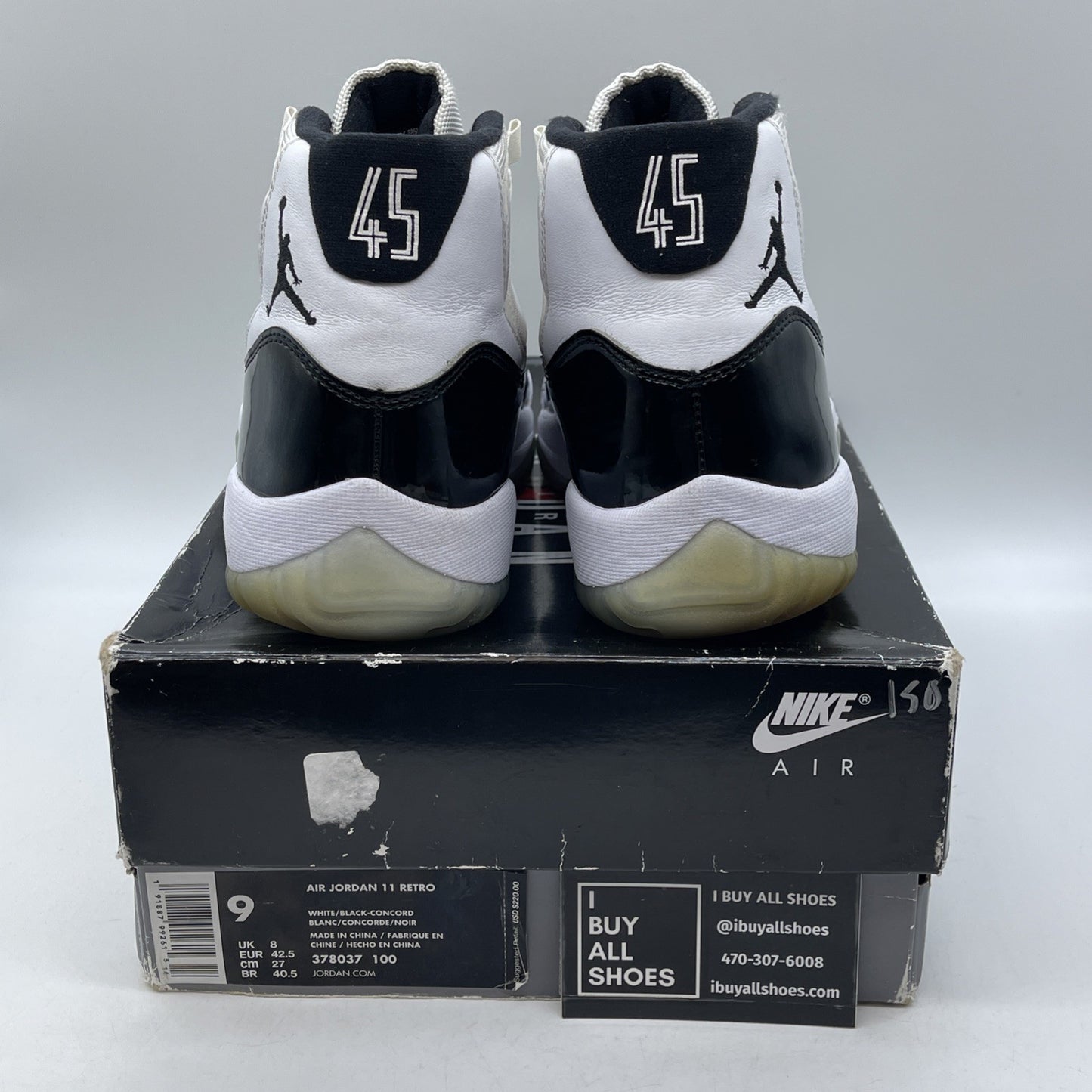Size 9 - Jordan 11 Retro High Concord Black White Leather (378037-100)