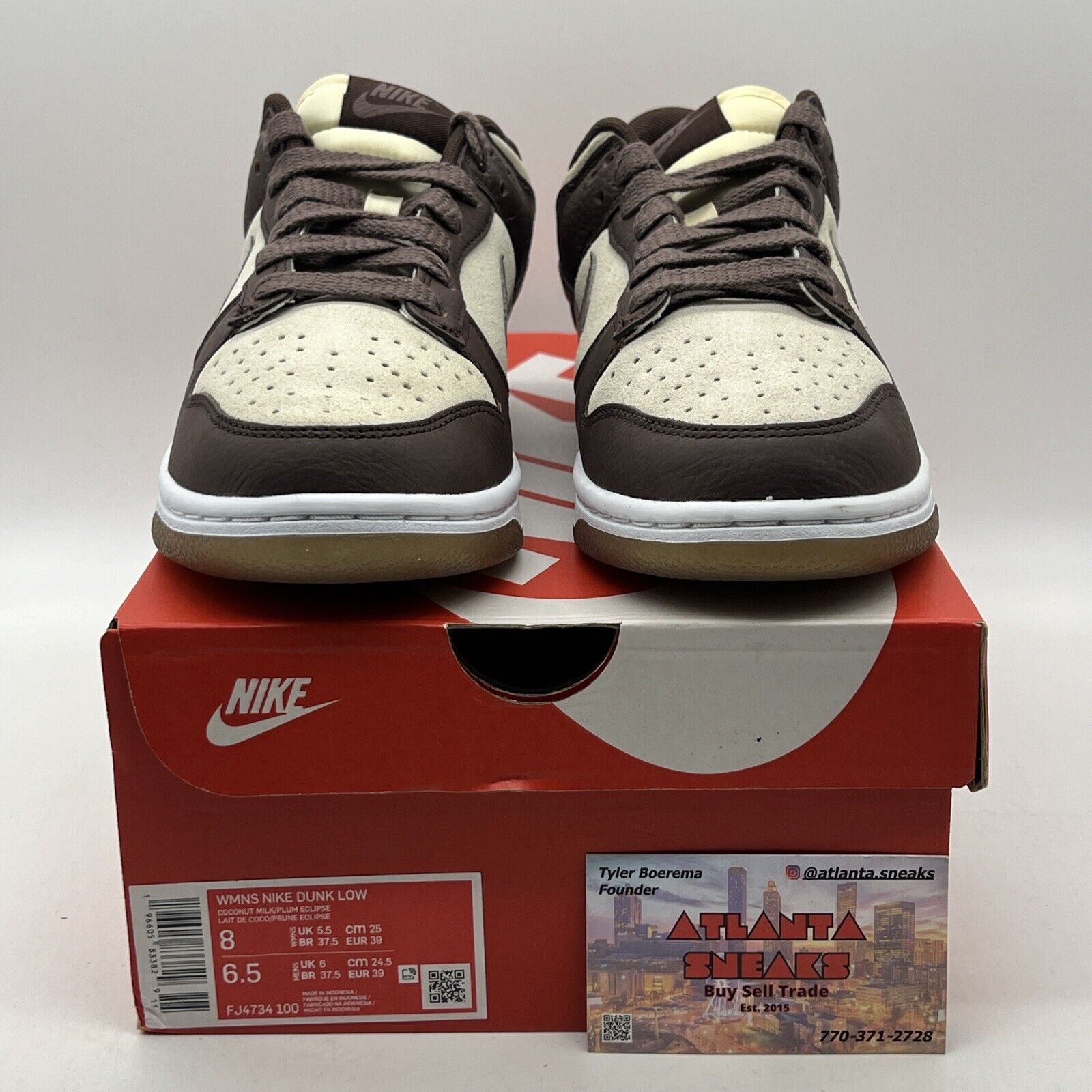 Size 8 - Nike Dunk Low Plum Eclipse W Brown White Suede Leather (FJ4734-100)