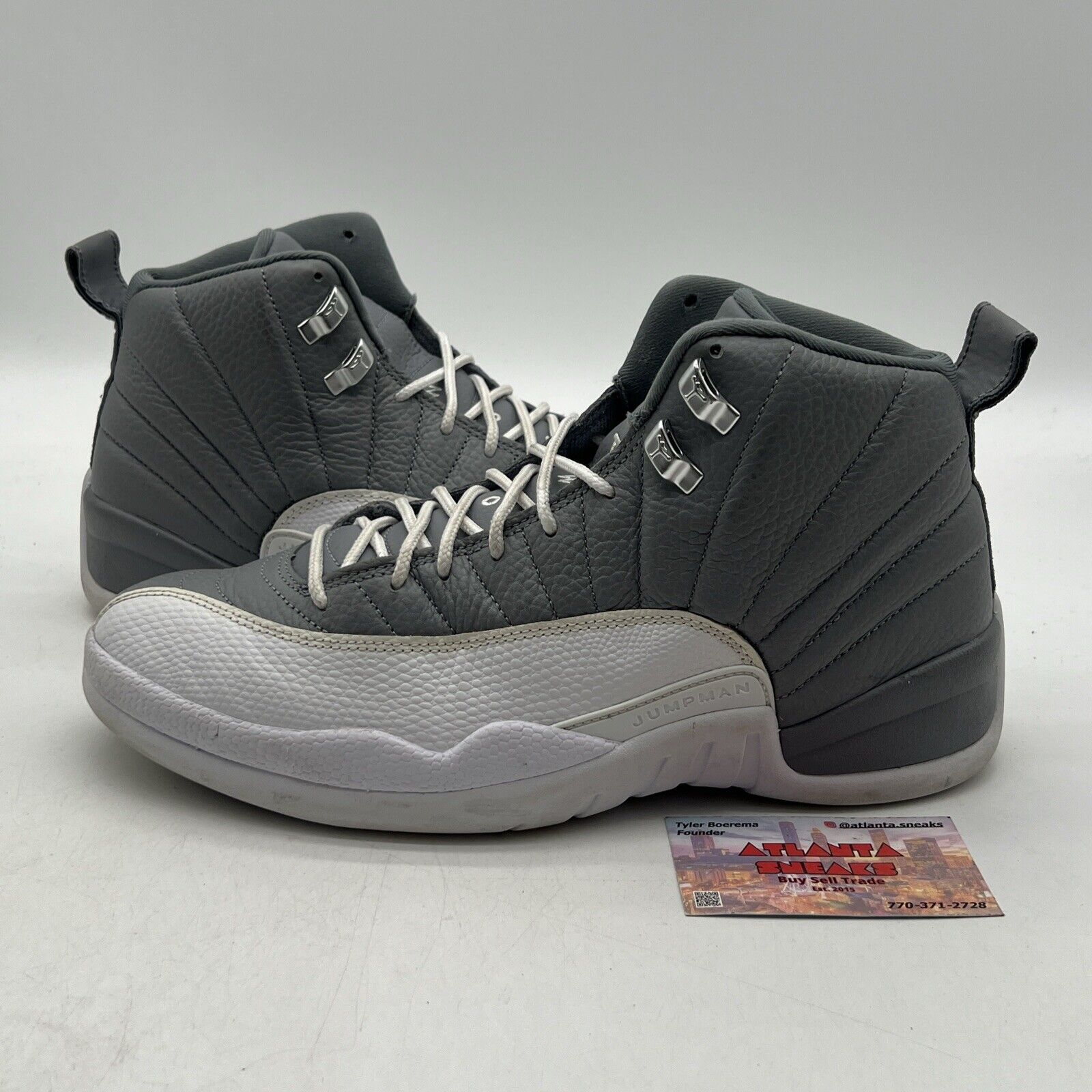 Size 10 - Jordan 12 Stealth 2022 White Grey Leather (CT8013-015)