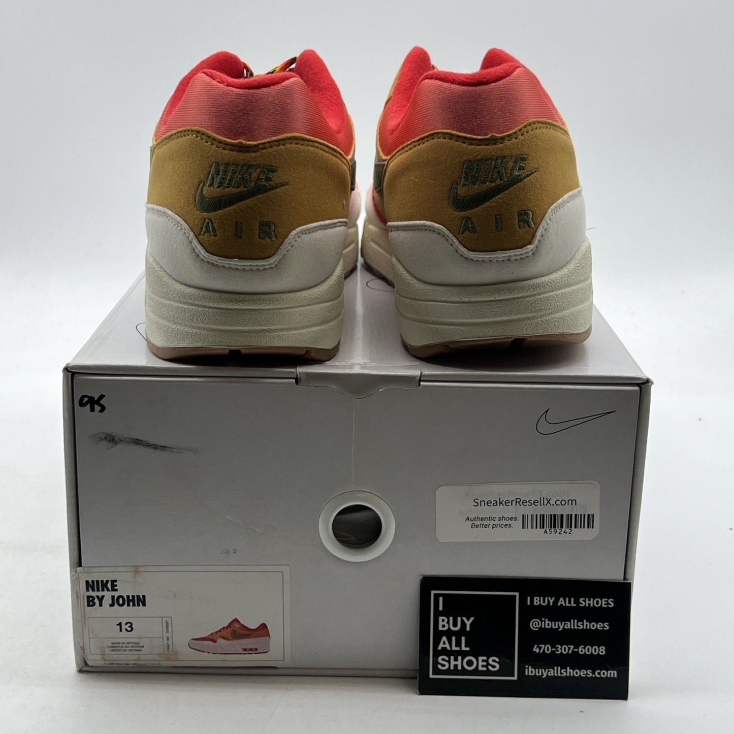 Size 13 - Air Max 1 nike by you (CN9671-991) Bright Crimson Grey