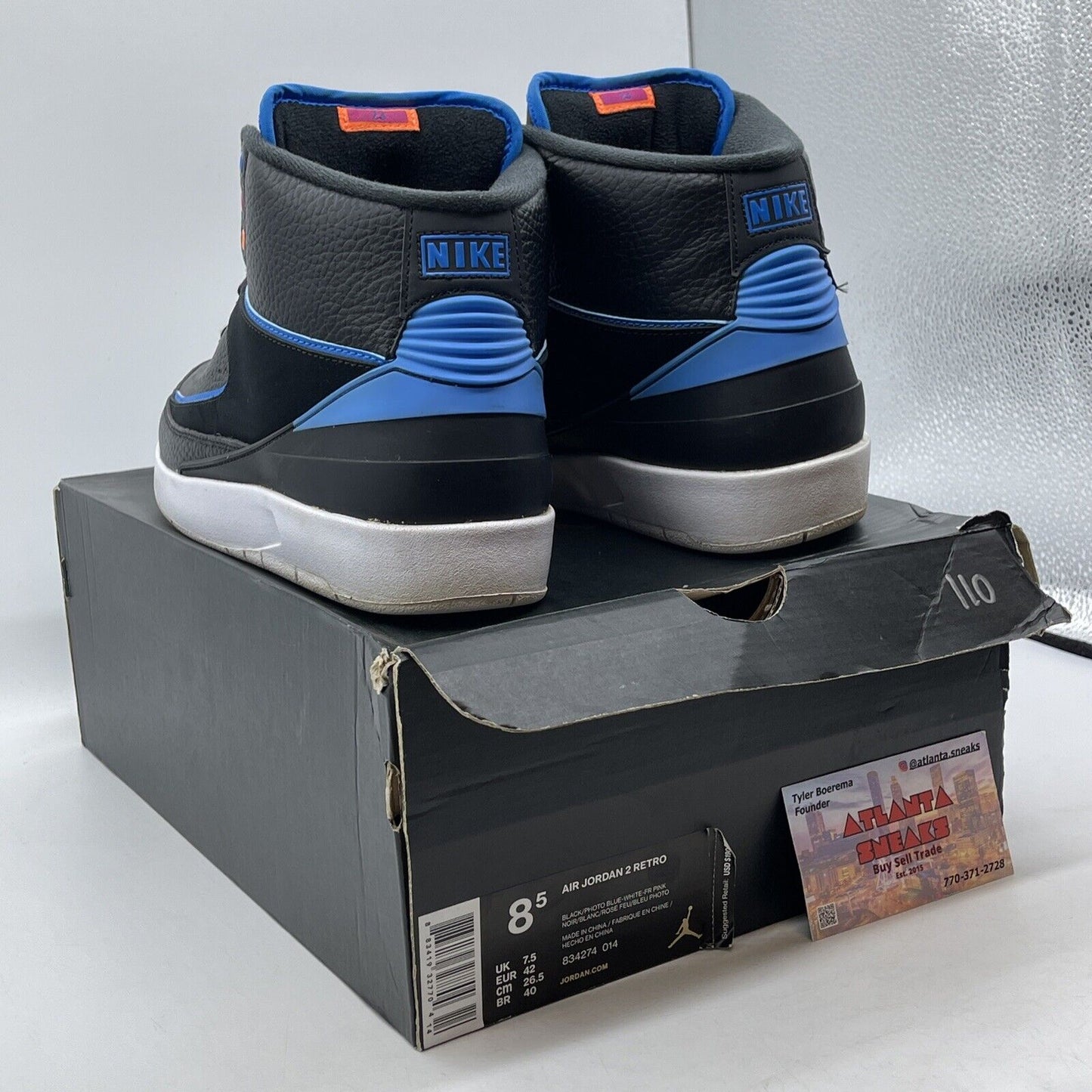 Size 8.5 - Air Jordan 2 Retro Radio Raheem Black Blue White (834274-014)