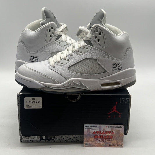 Size 8 - Air Jordan 5 Retro 2015 Metallic White Grey Leather (136027-130)