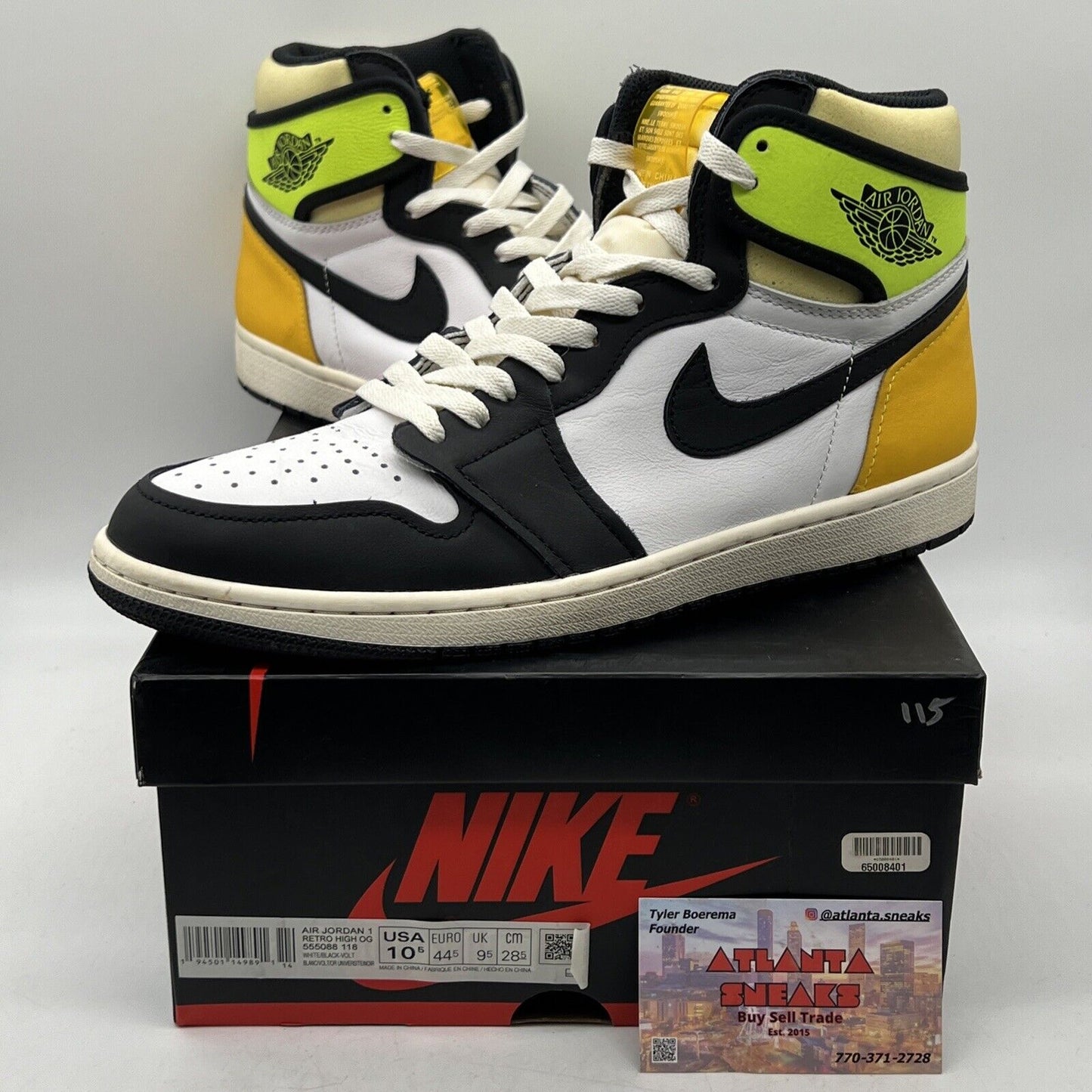 Size 10.5 - Jordan 1 Retro High OG Volt Leather (555088-118)